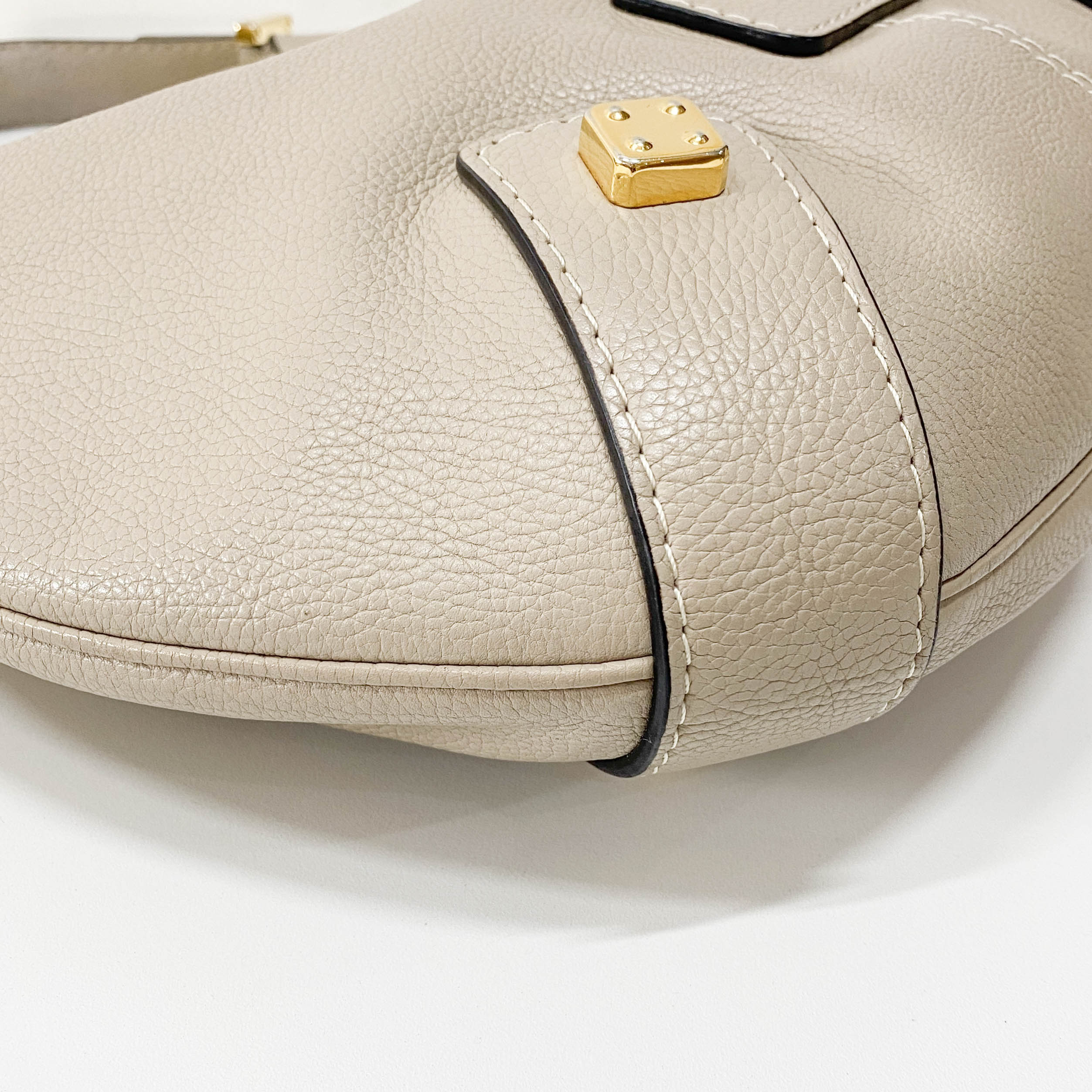 New Road Beige Leather Shoulder Bag