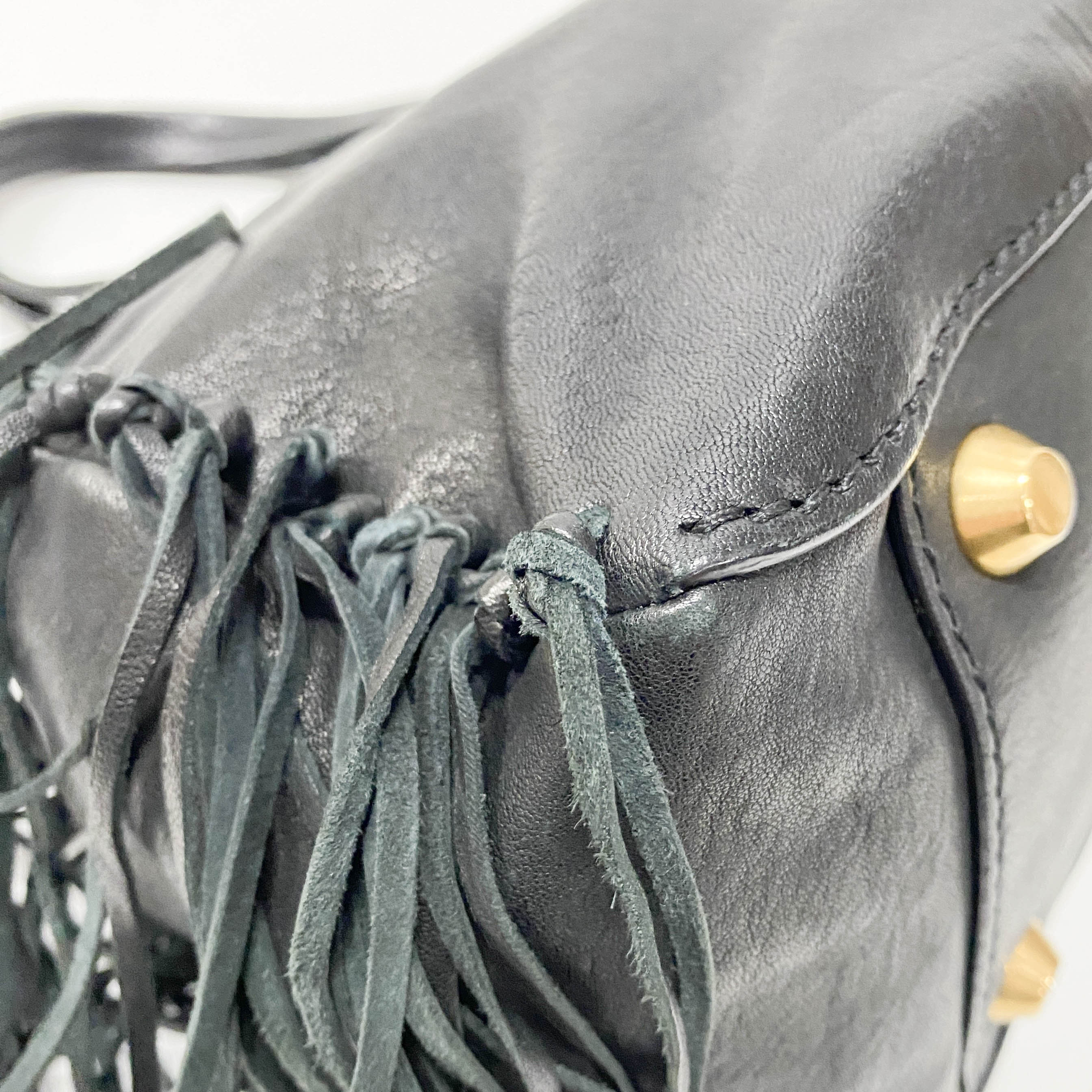 Vitello Caribu Black Calfskin Leather Hand Bag