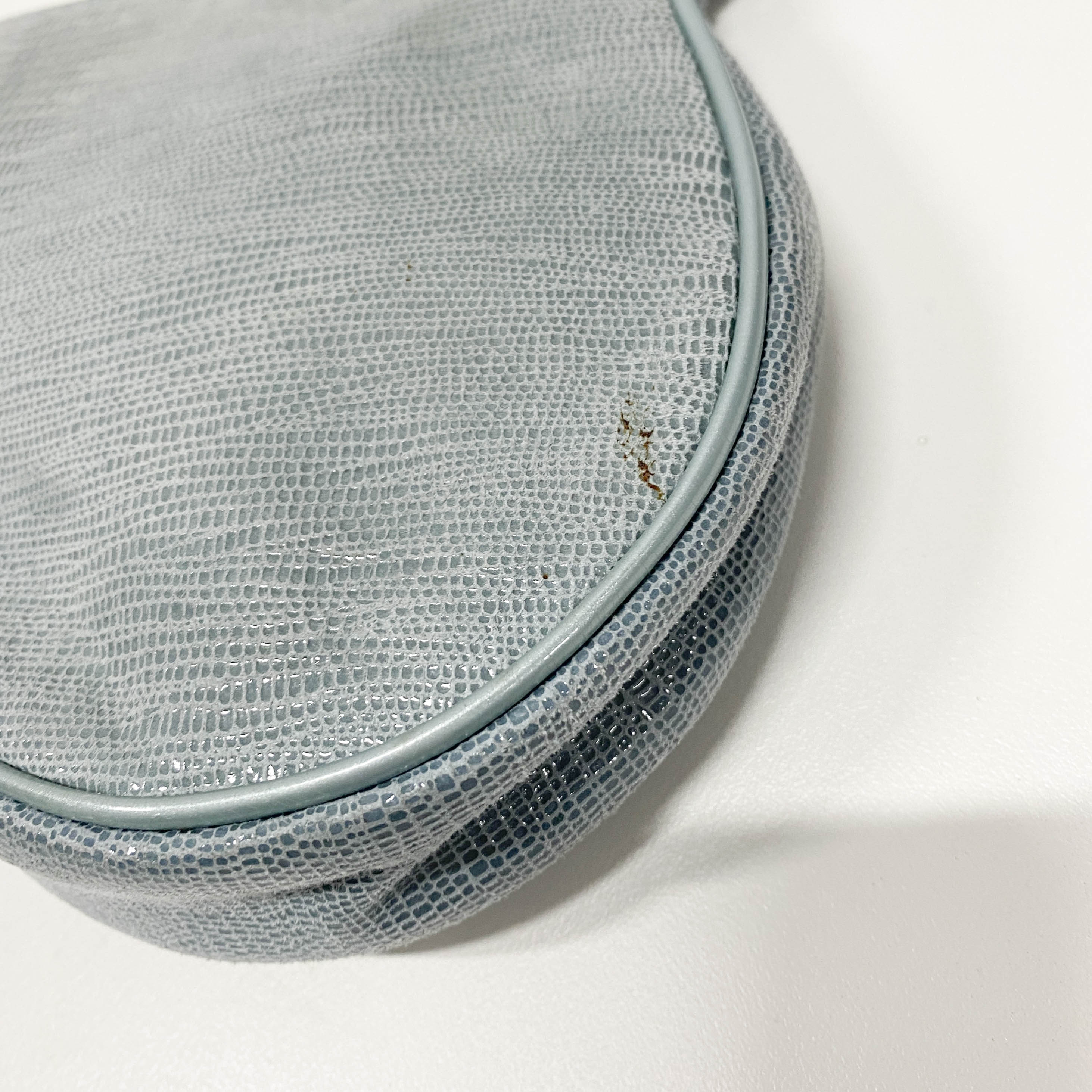 Saddle Blue Embossed Lizard Canvas Shoulder Bag