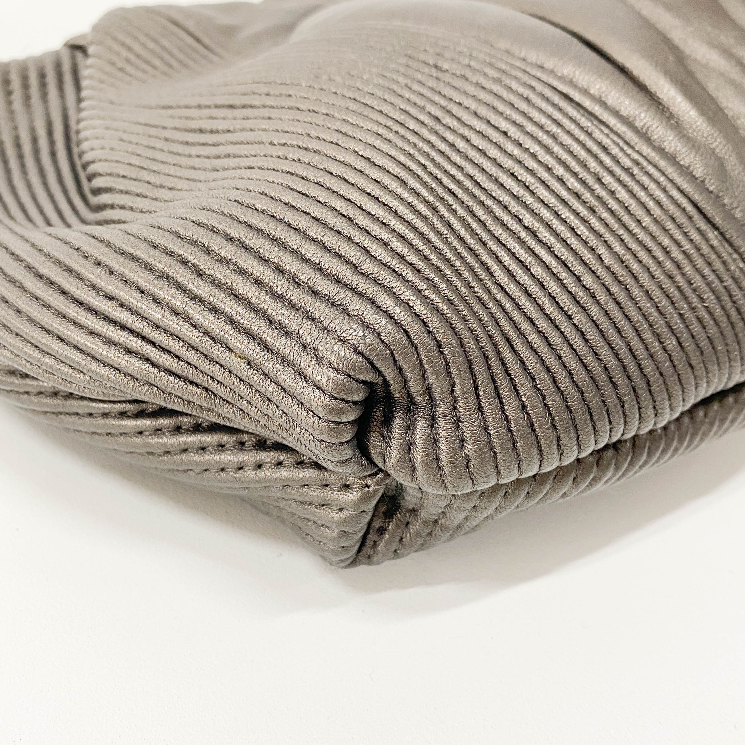 Metallic Grey Leather Clutch Bag