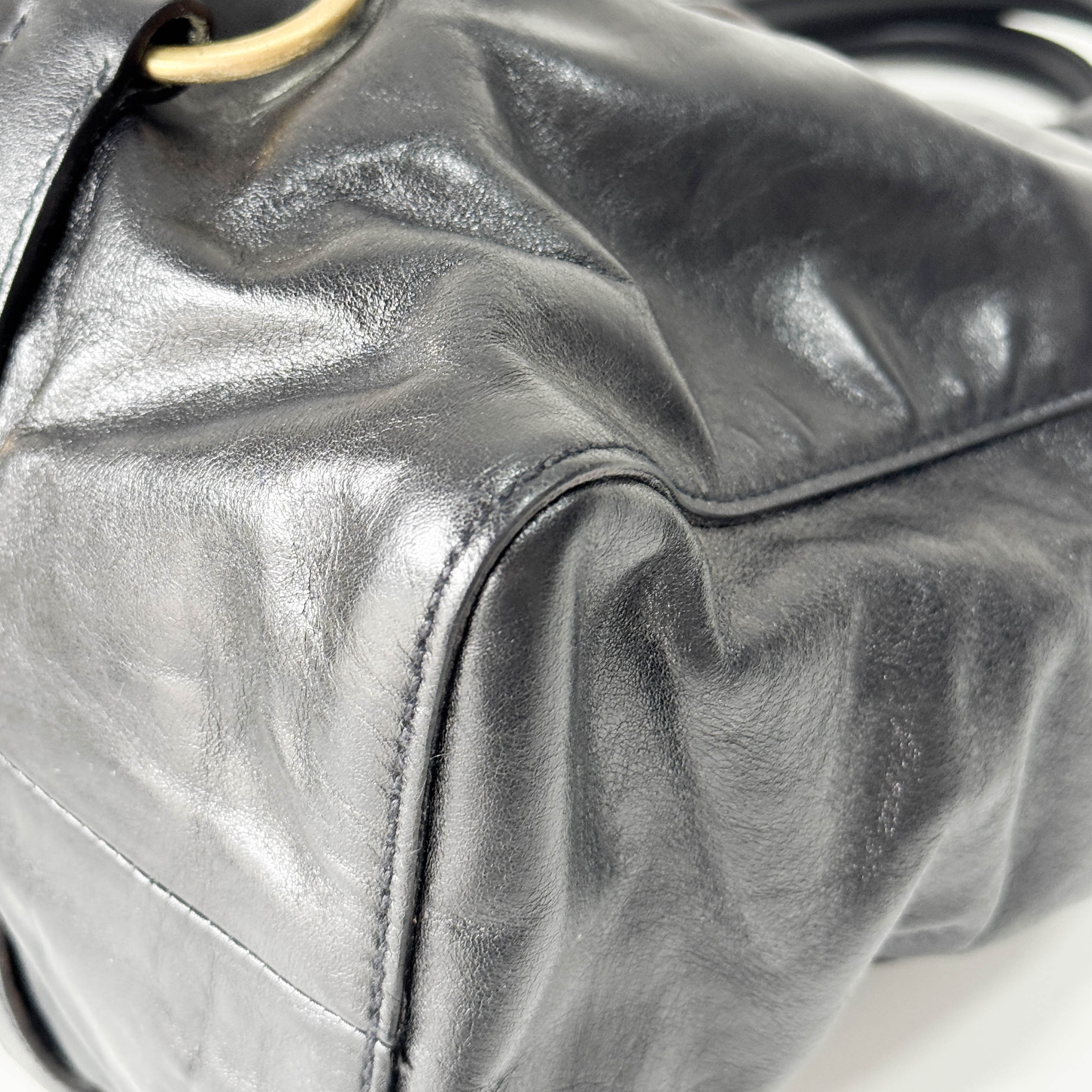 Vitello Black Calfskin Leather Two Way Bag