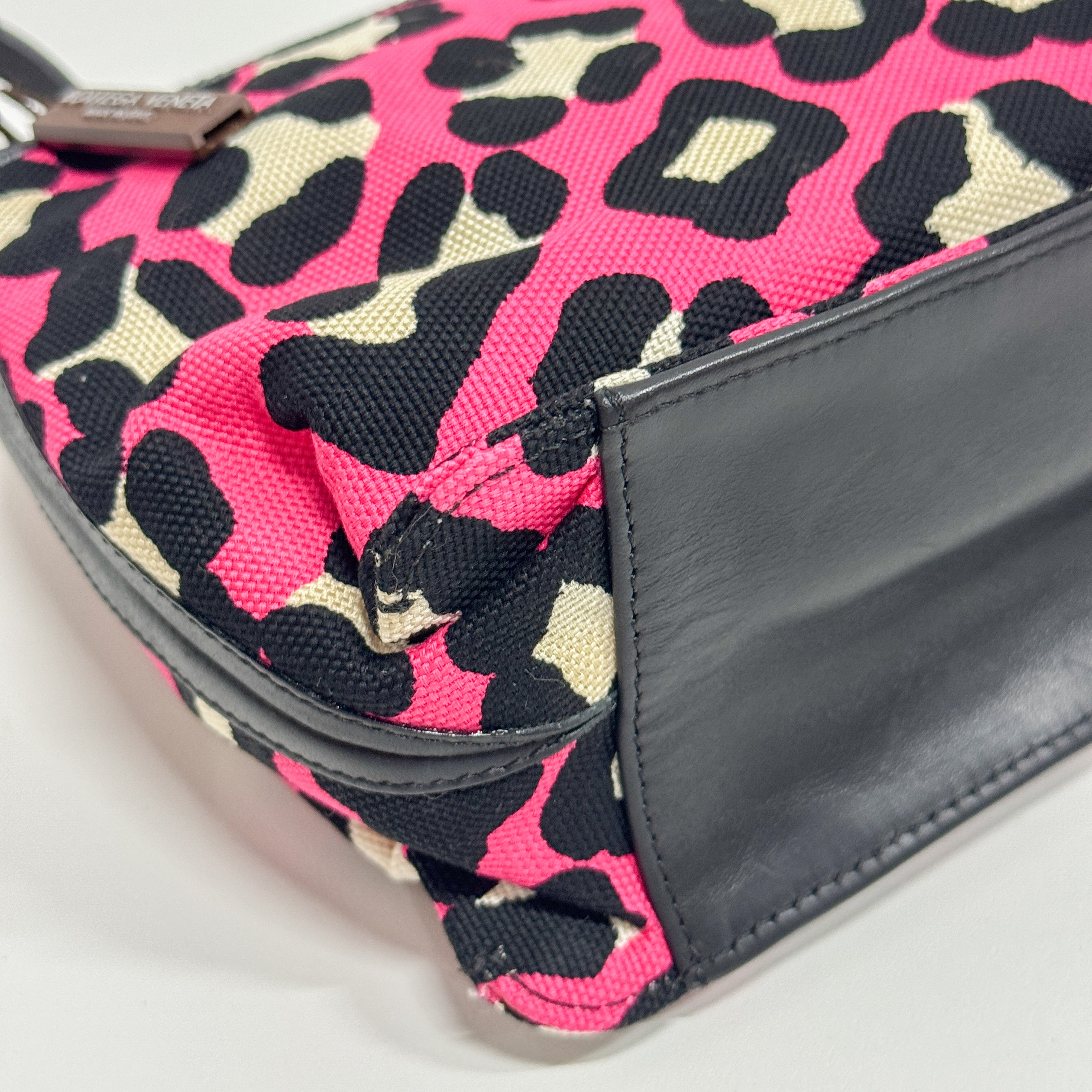 Pink Leopard Print Cotton Shoulder Bag