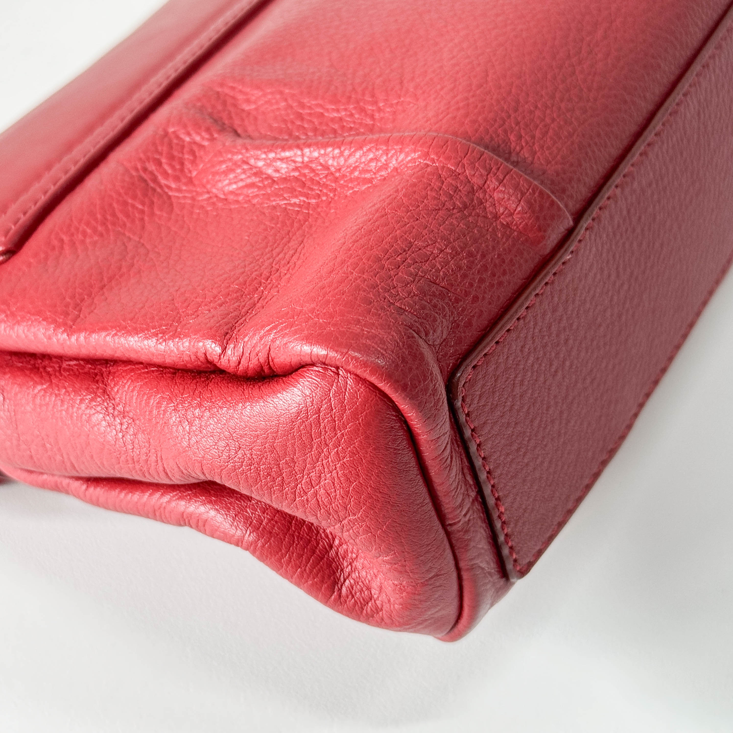 Dandy Red Leather Chain Strap Shoulder Bag