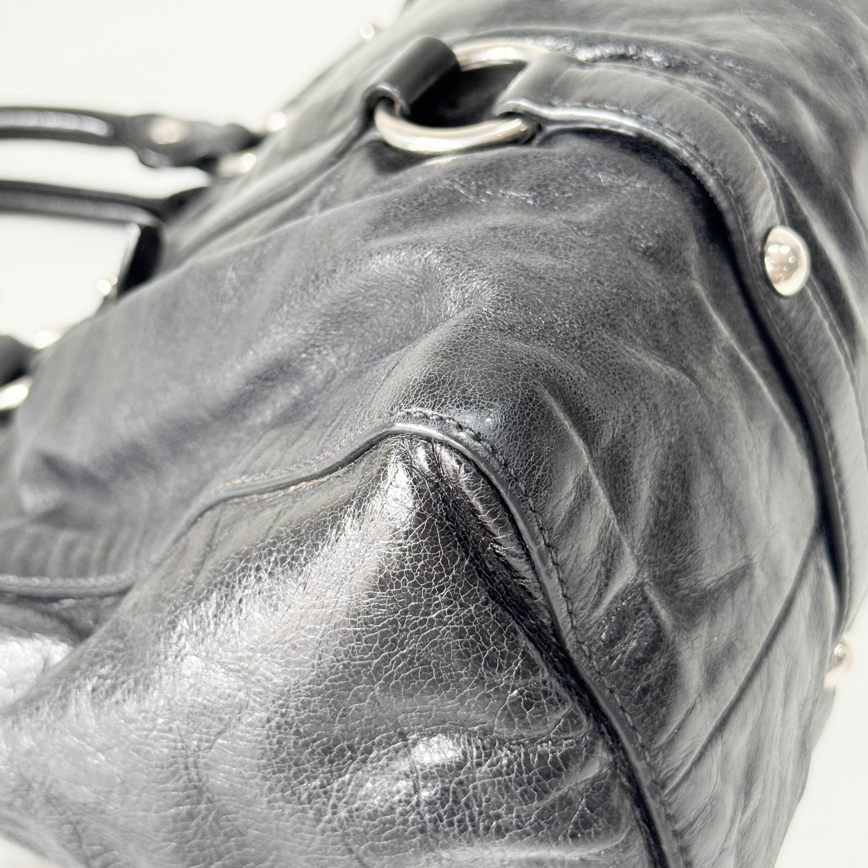 Vitello Black Leather Two Way Bag