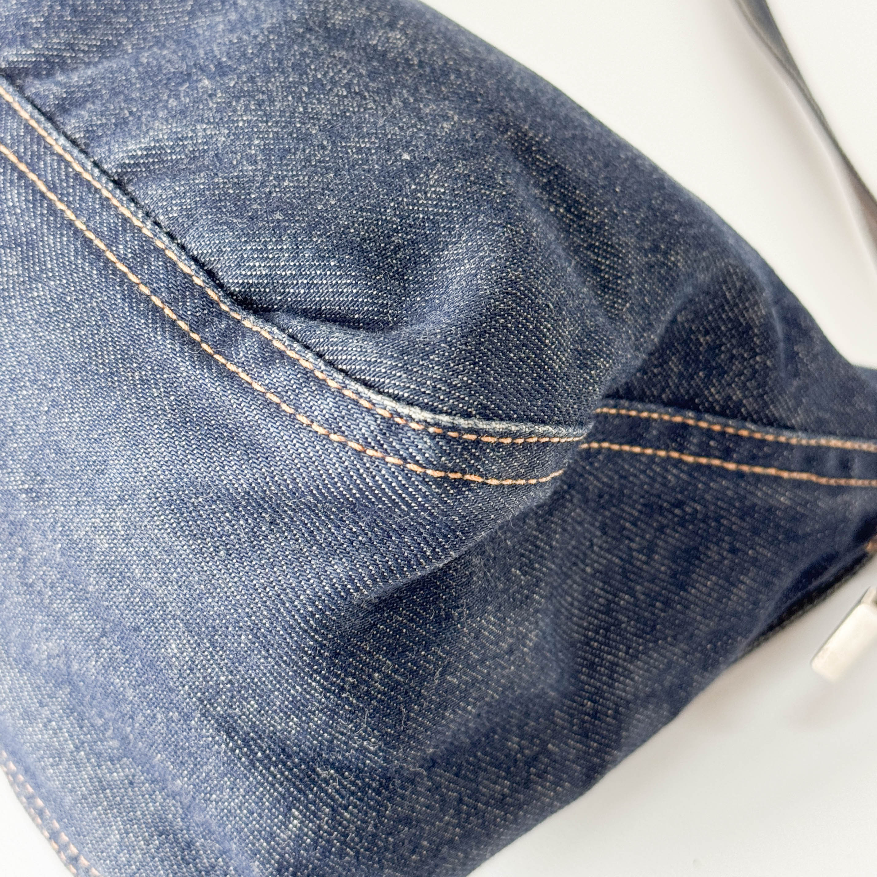 Mamma Baguette Blue Denim Shoulder Bag