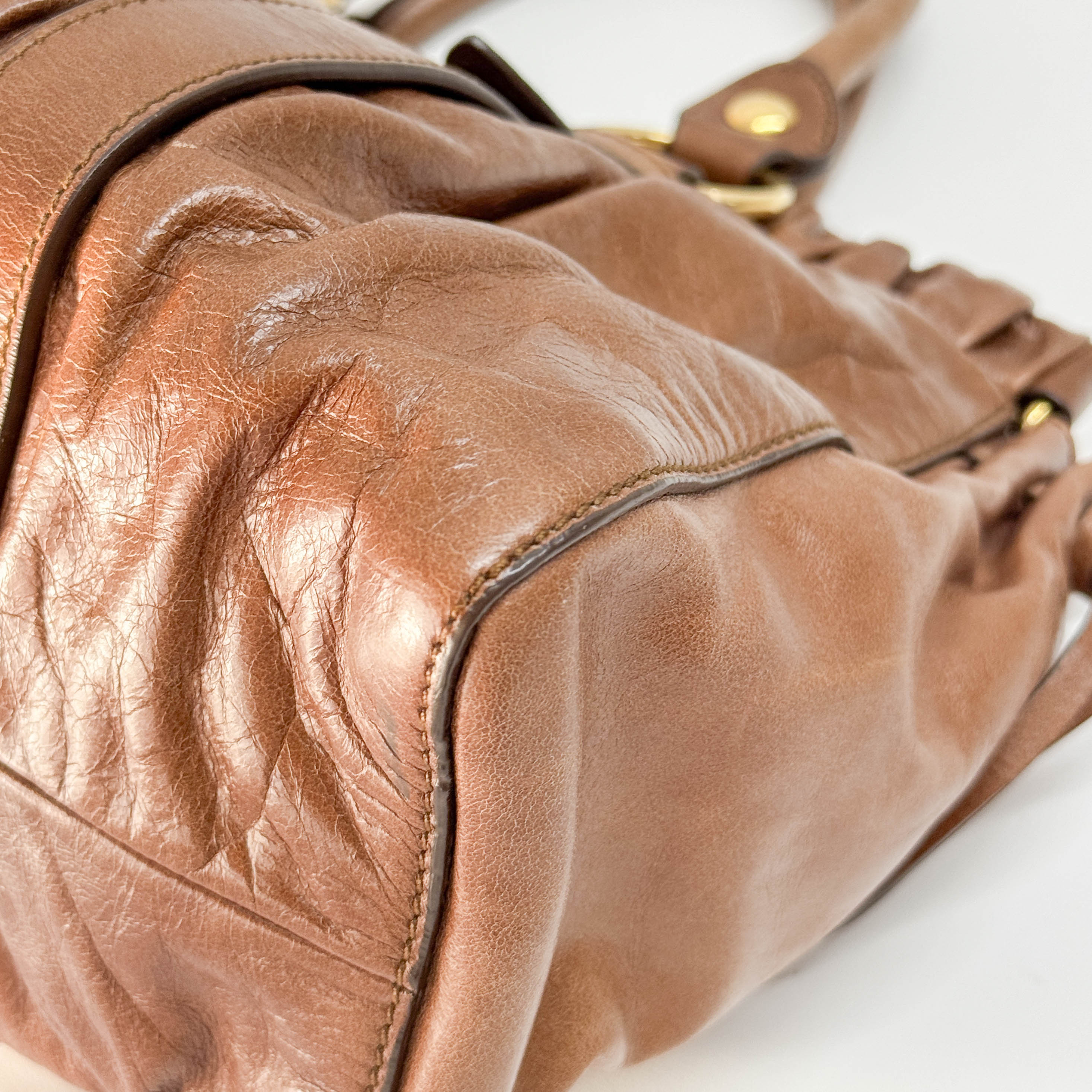 Vitello Brown Leather Two Way Bag