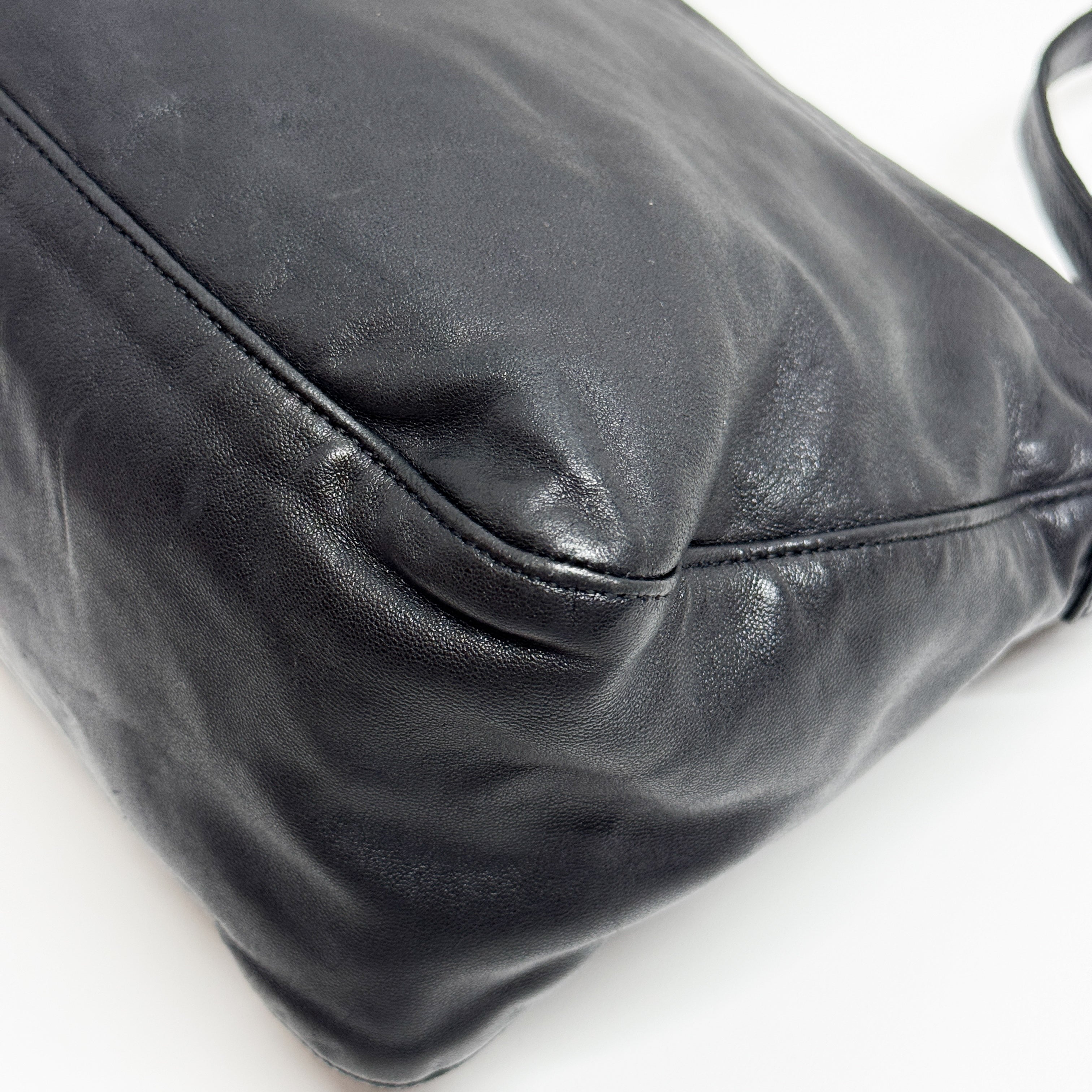 Mamma Baguette Black Leather Shoulder Bag