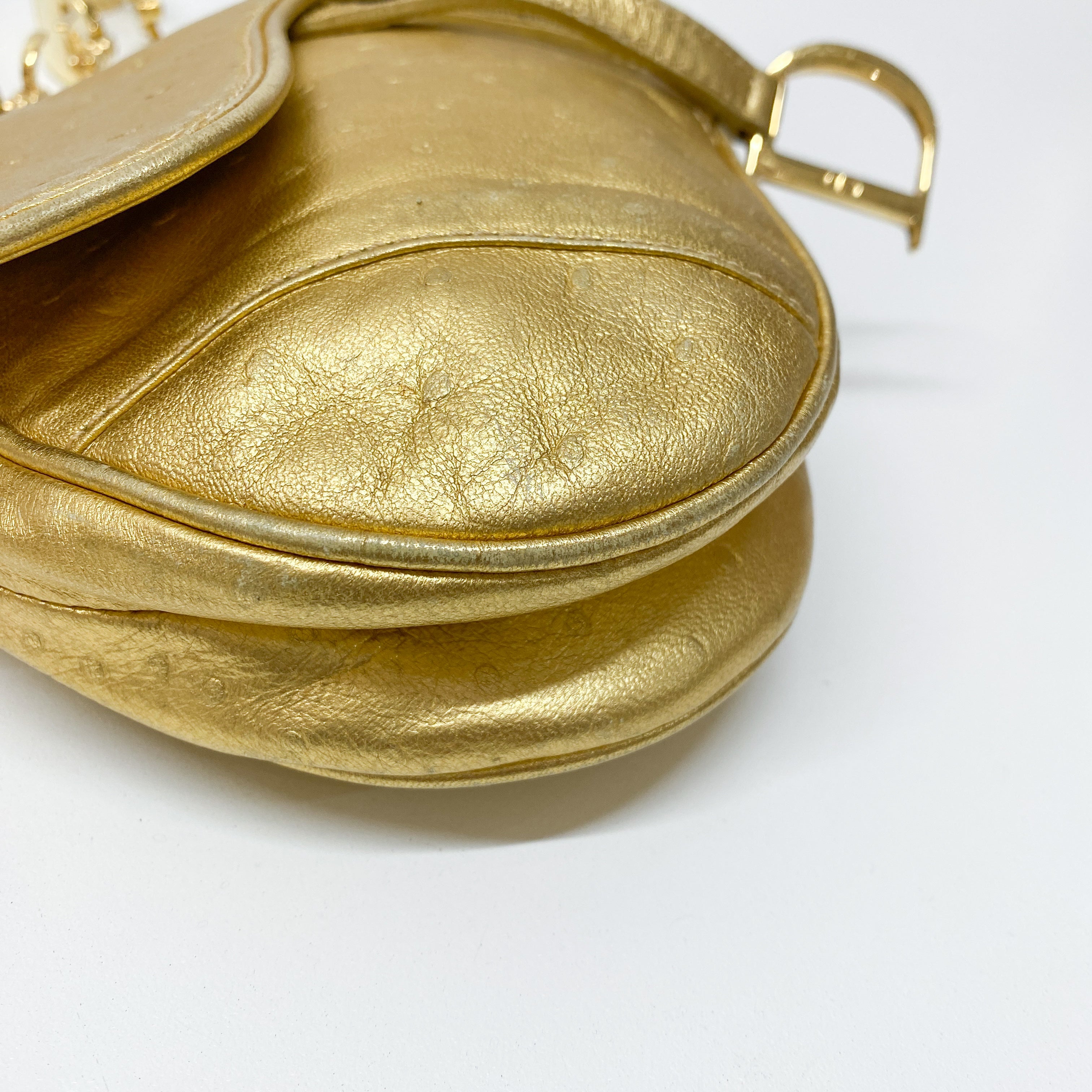 Saddle Gold Leather Shoulder Bag