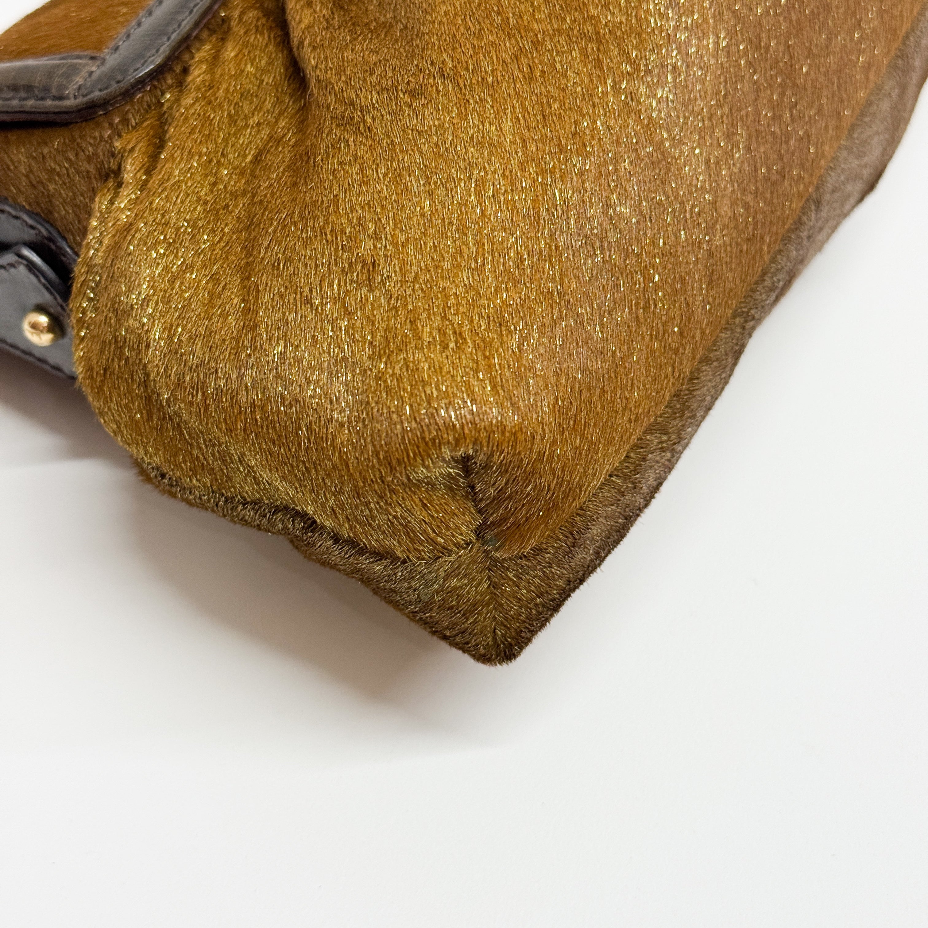Chef Gold Pony Hair Shoulder Bag