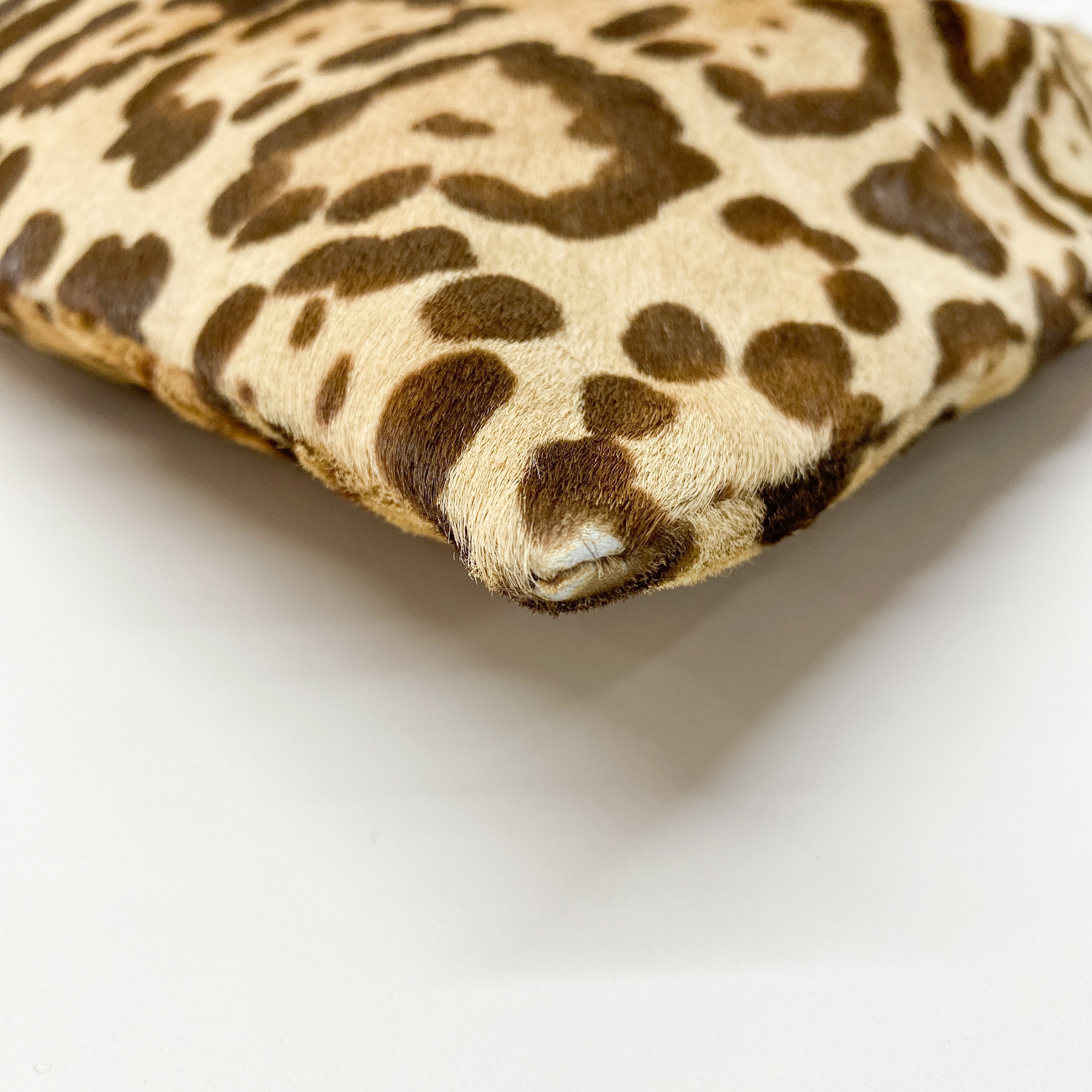 Brown Leopard Print Pony Hair Ring Handle Tote Bag