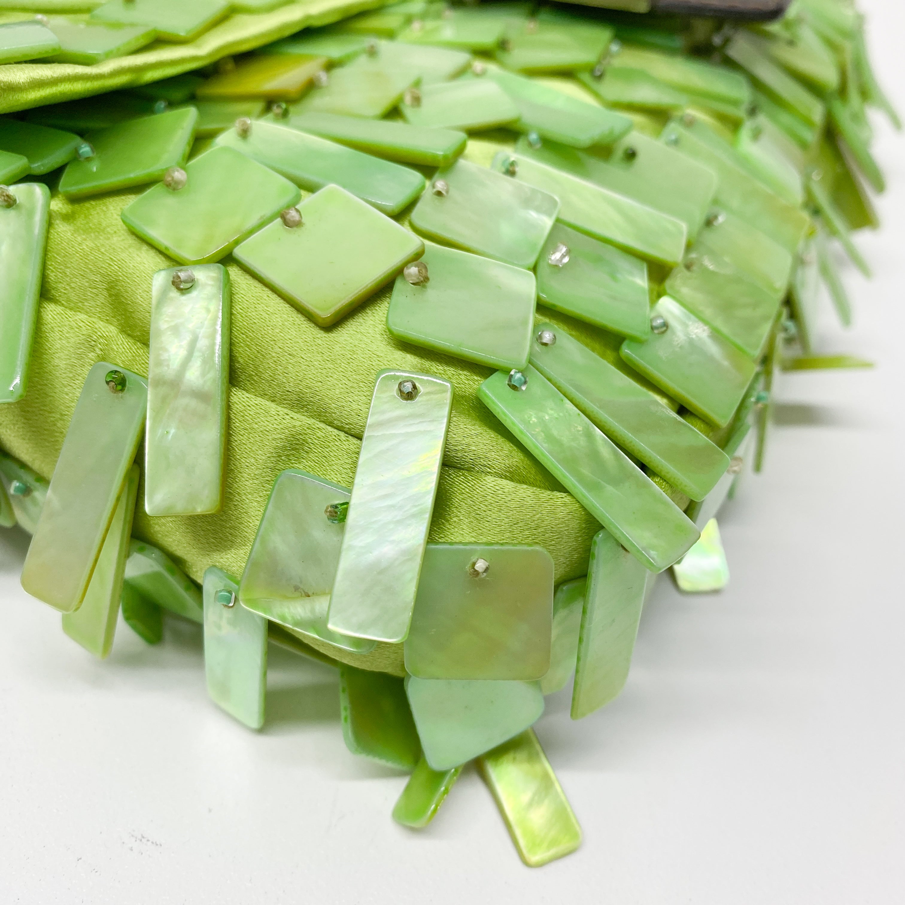Limited Edition Baguette Mother Of Pearl Green Satin Shoulder Bag