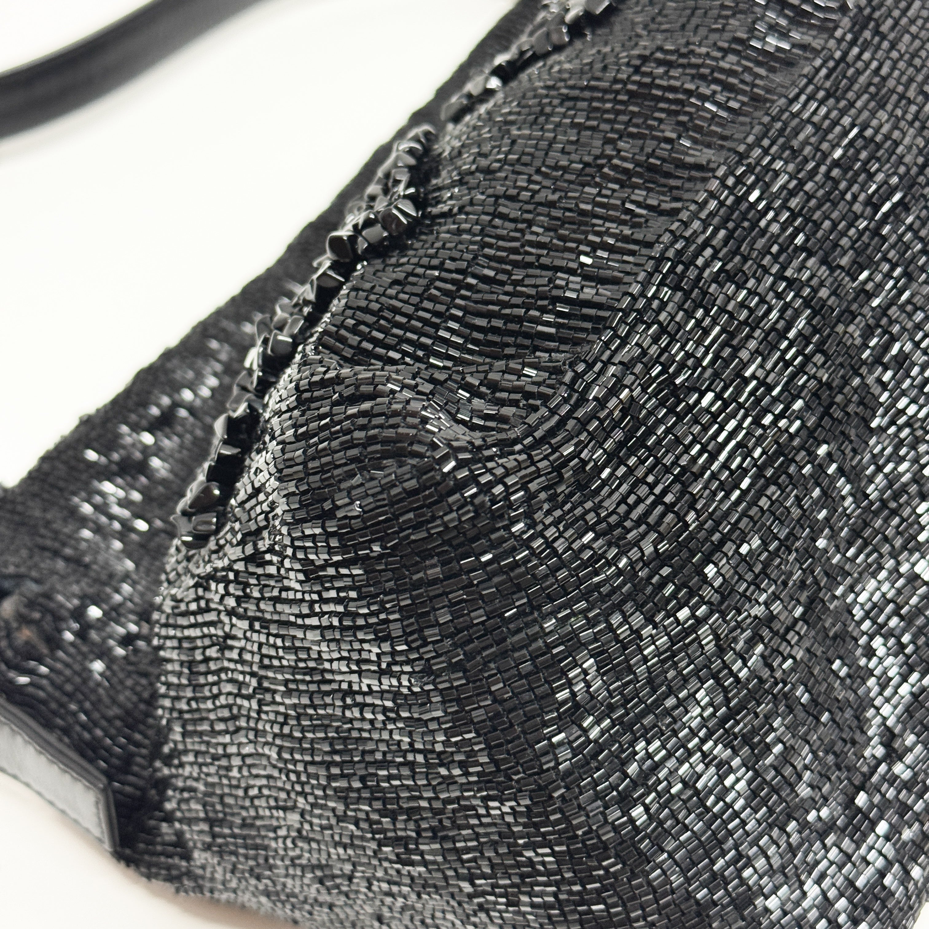 Mamma Baguette Black Beads Shoulder Bag