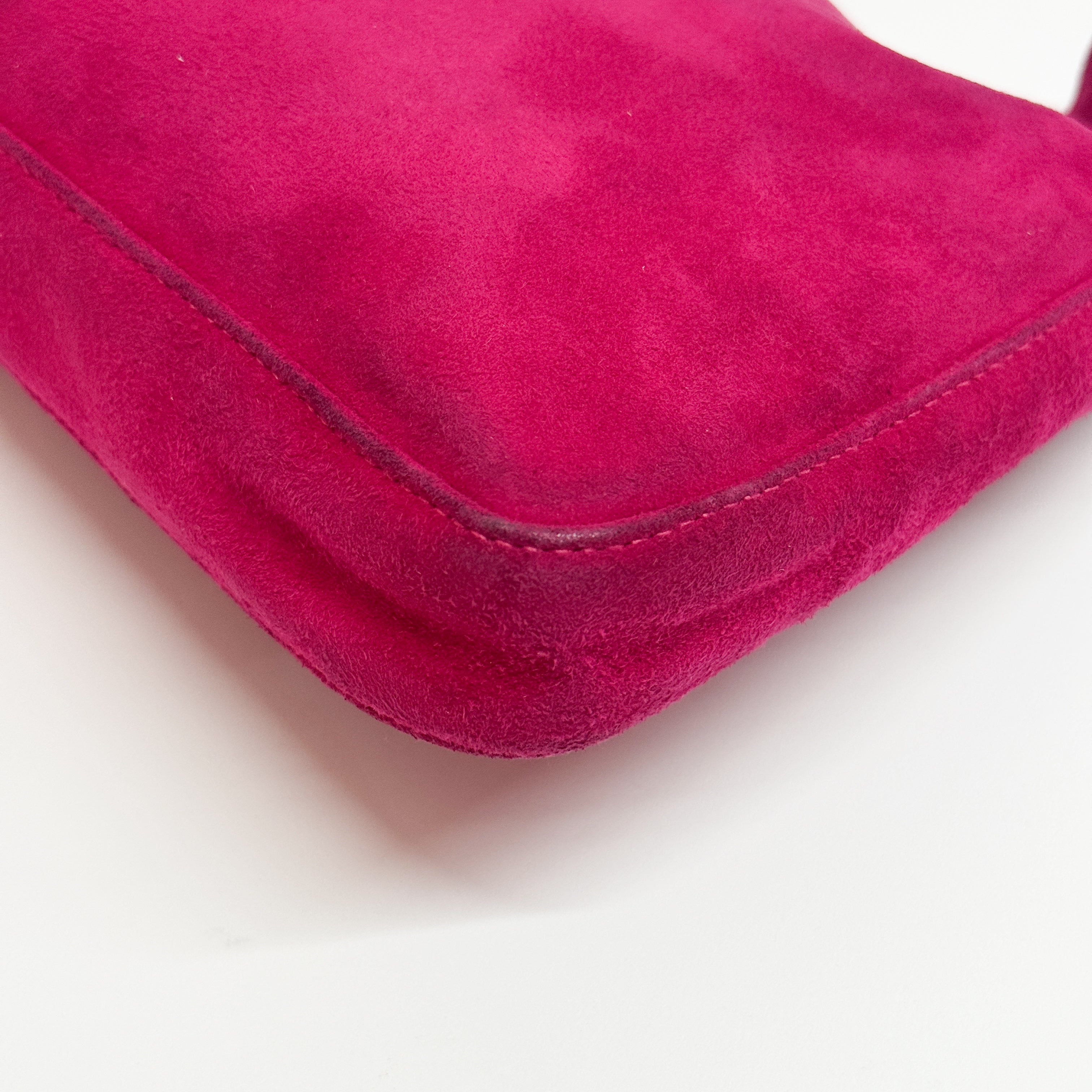 Mamma Baguette Pink Suede Shoulder Bag