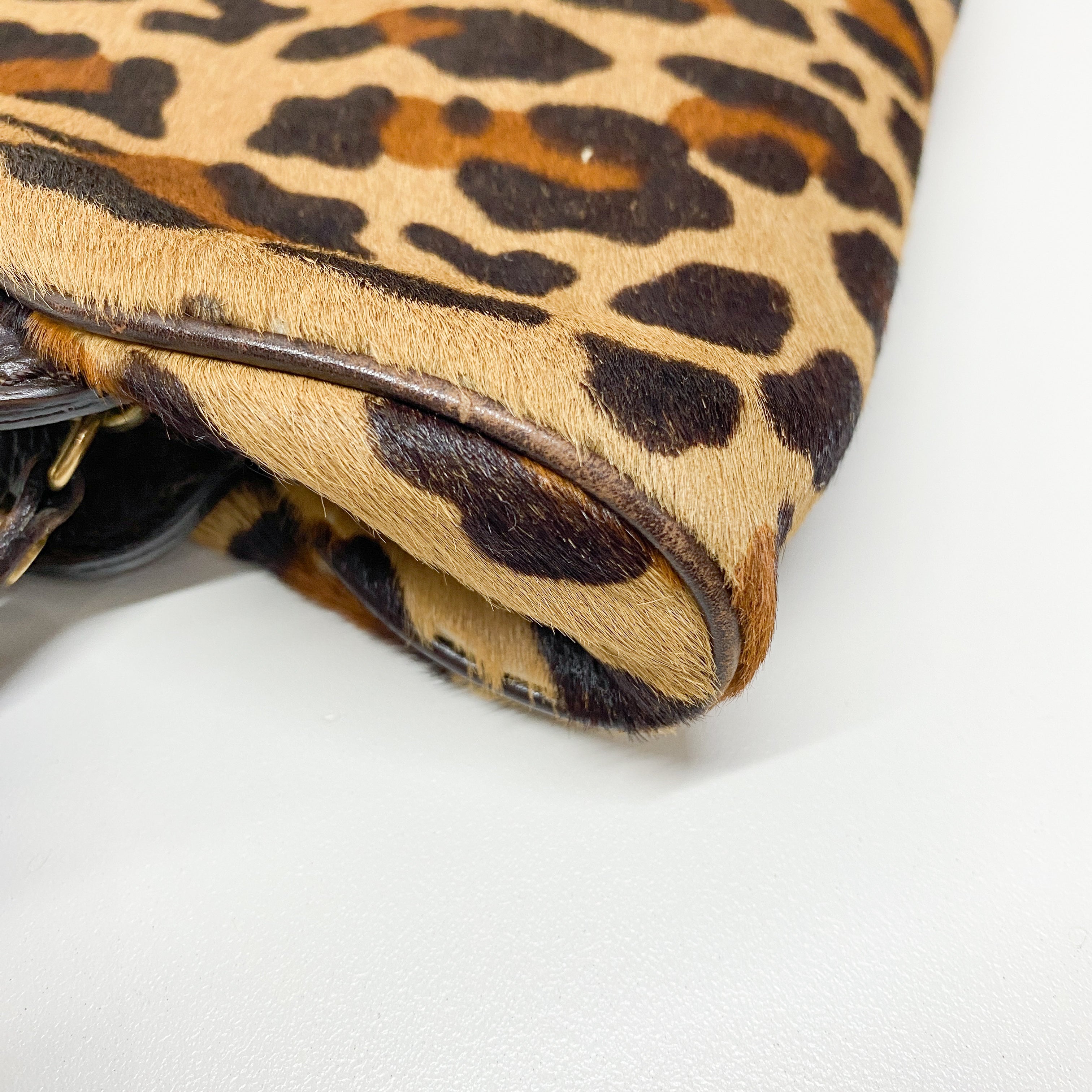 Vintage Brown Leopard Print Pony Hair Two Way Bag