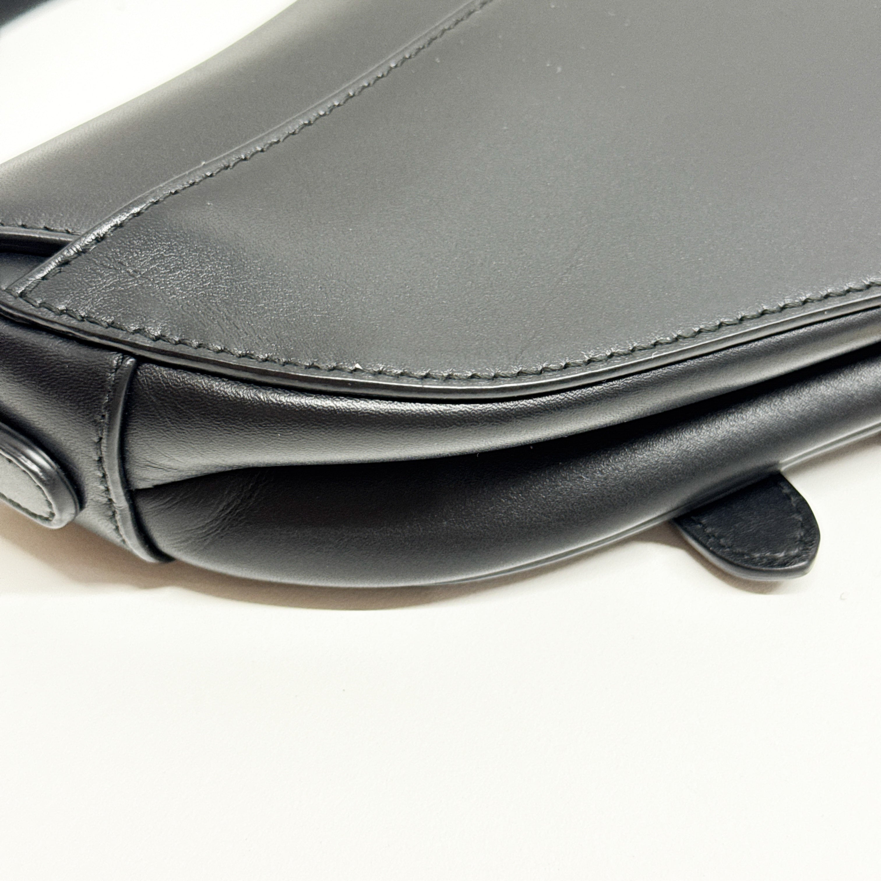 Saddle Black Leather Hand Bag