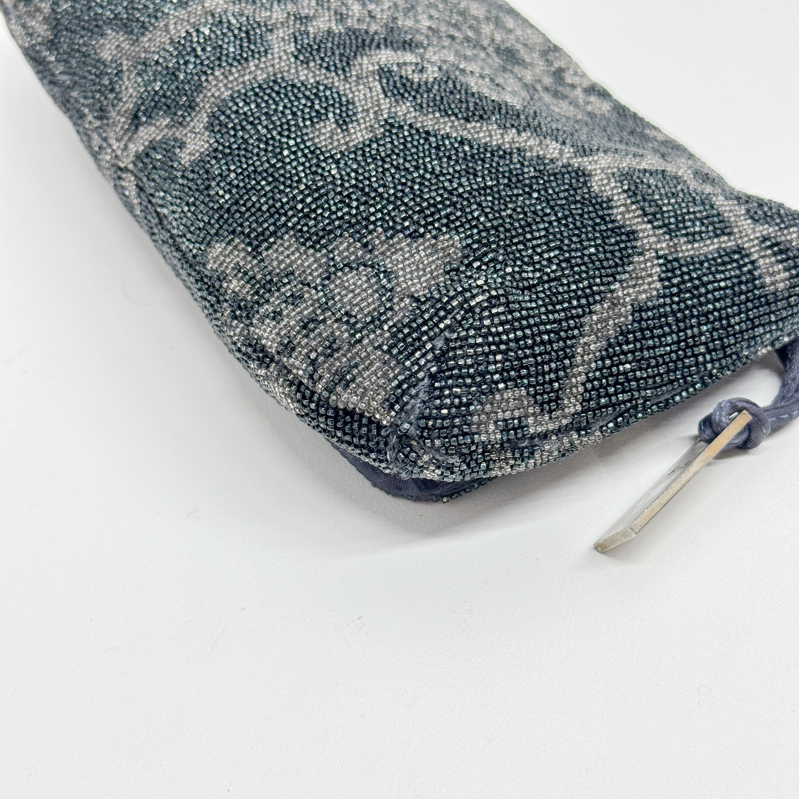 Navy Beaded Chain Shoulder Bag