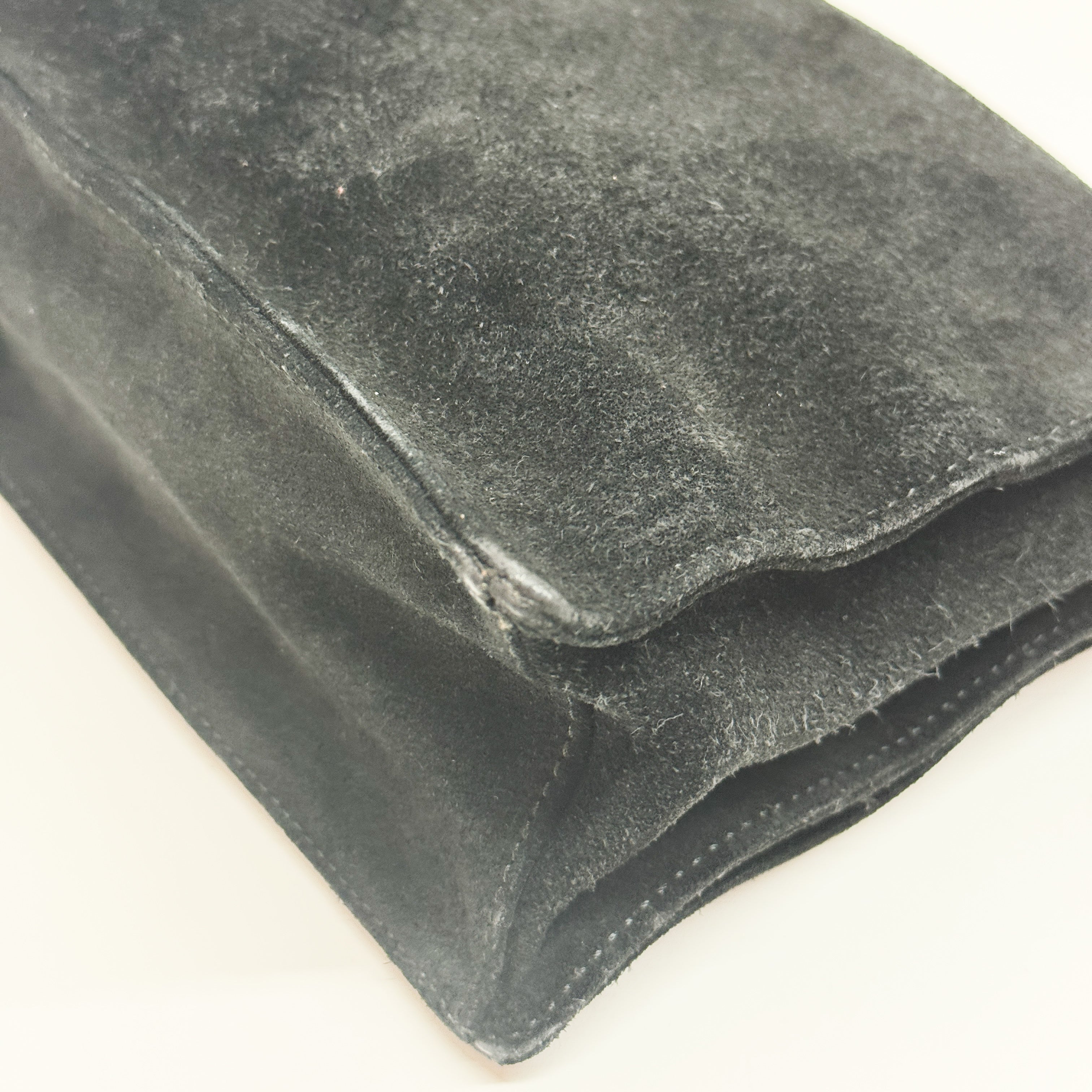 Bamboo Black Suede Shoulder Bag