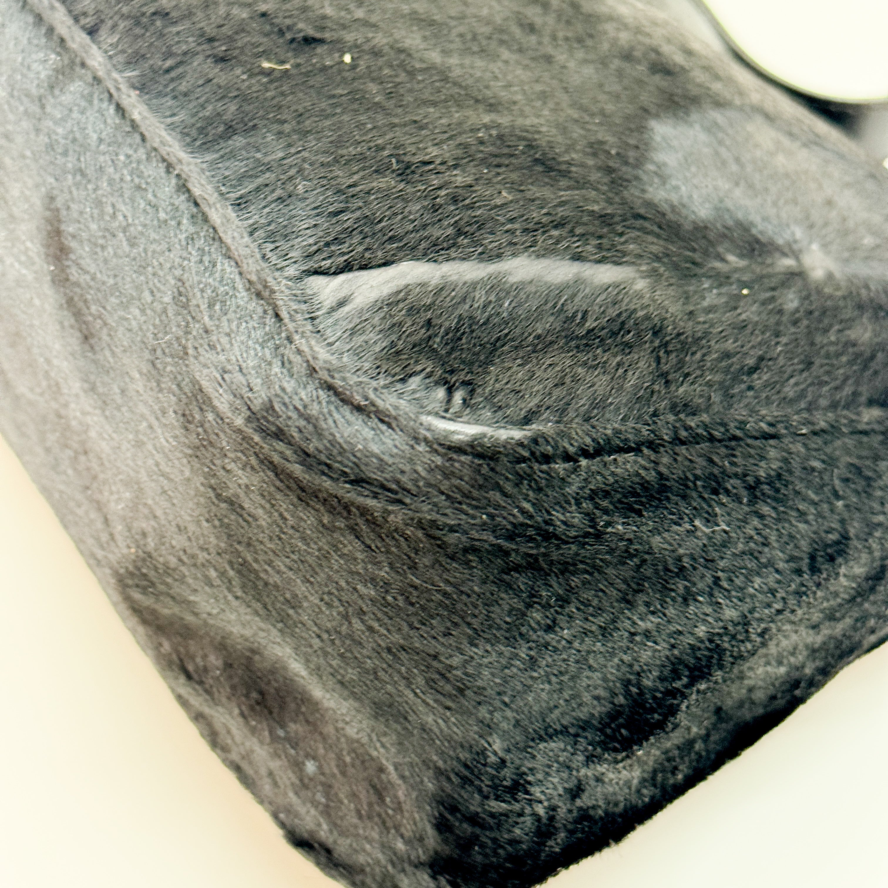 Mamma Baguette Black Pony Hair Shoulder Bag