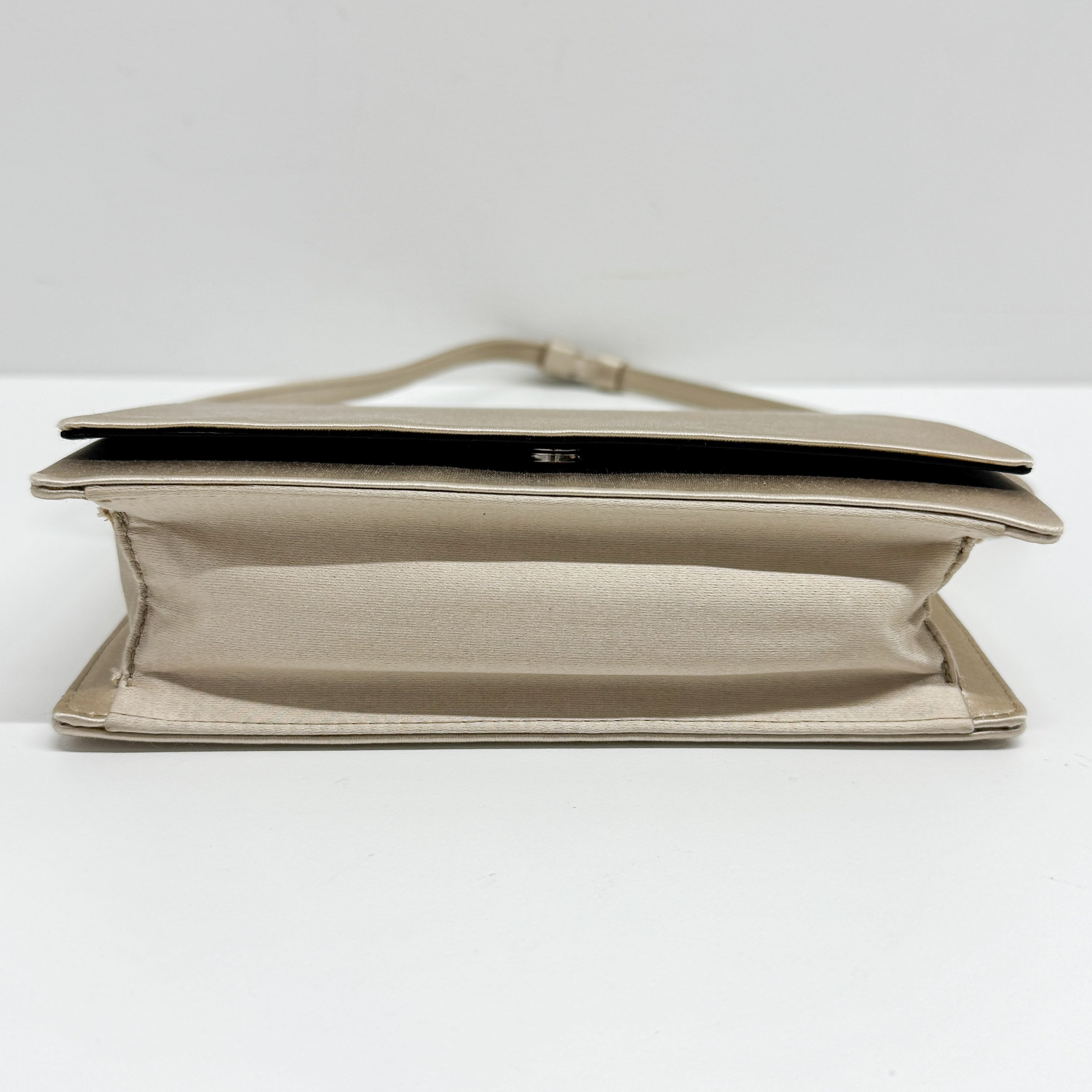 Beige Silk Satin Shoulder Bag