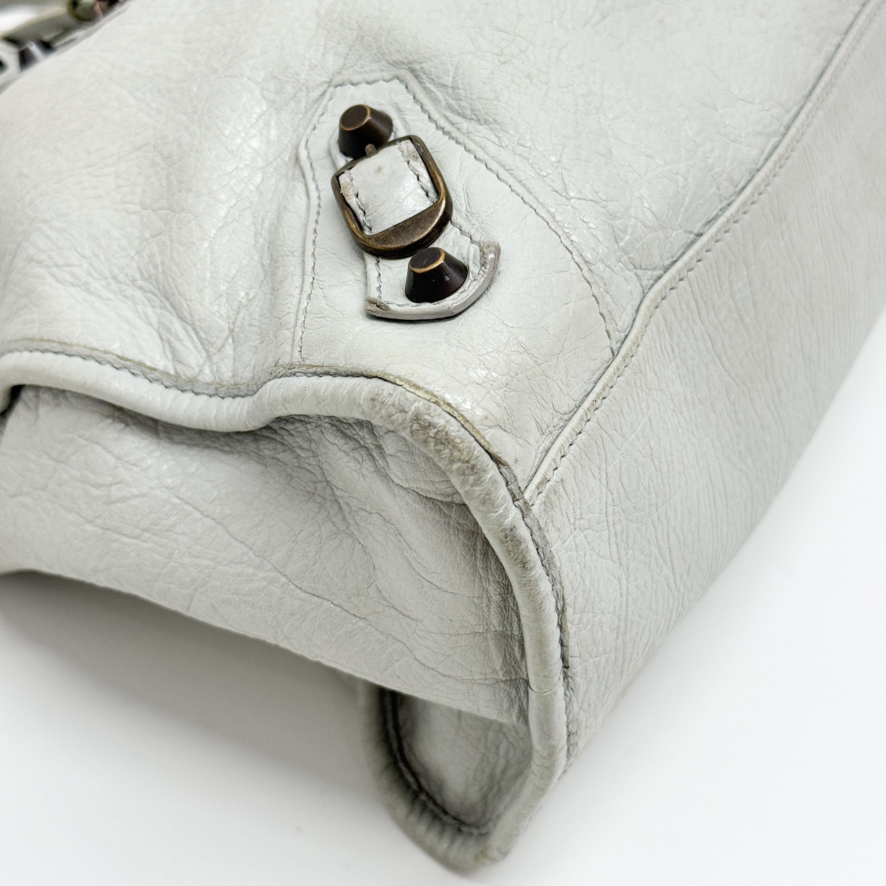 The City Grey Calfskin Leather Two Way Bag