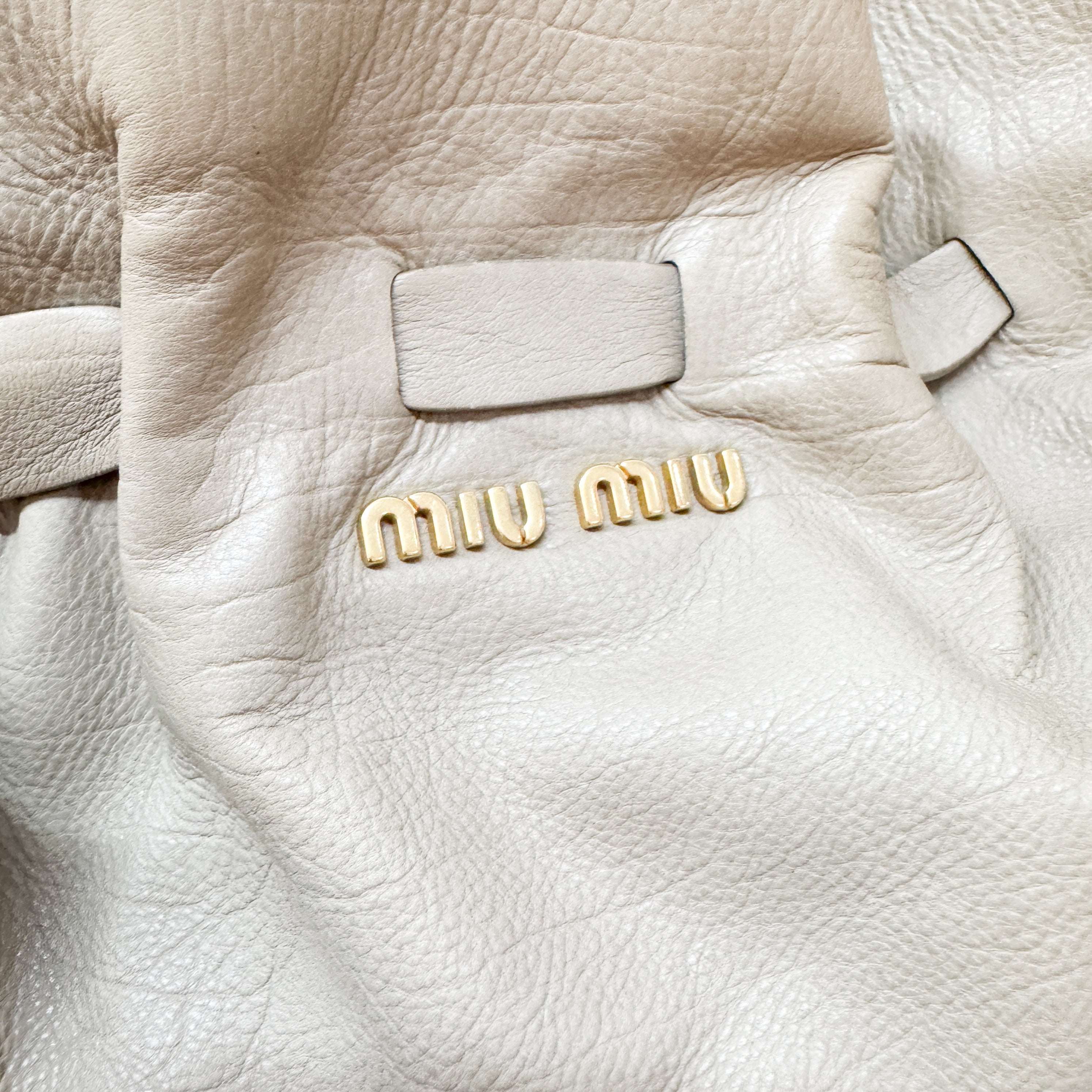 Vintage Beige Leather Shoulder Bag