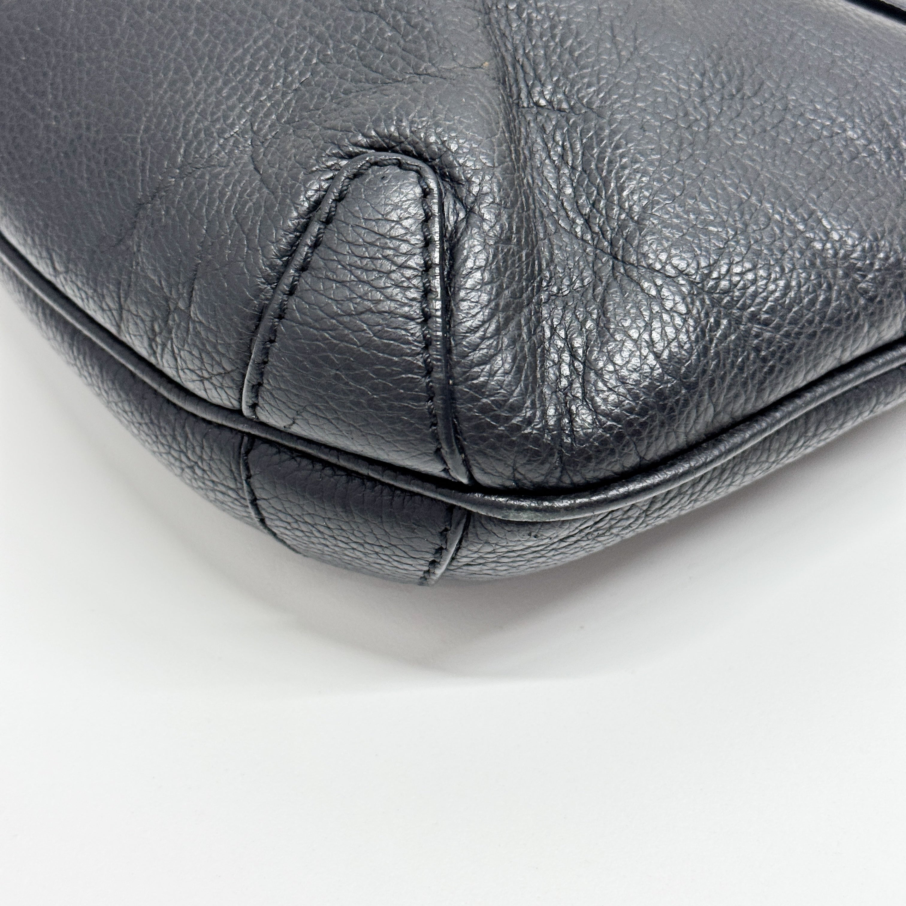 Horsebit Black Leather Shoulder Bag