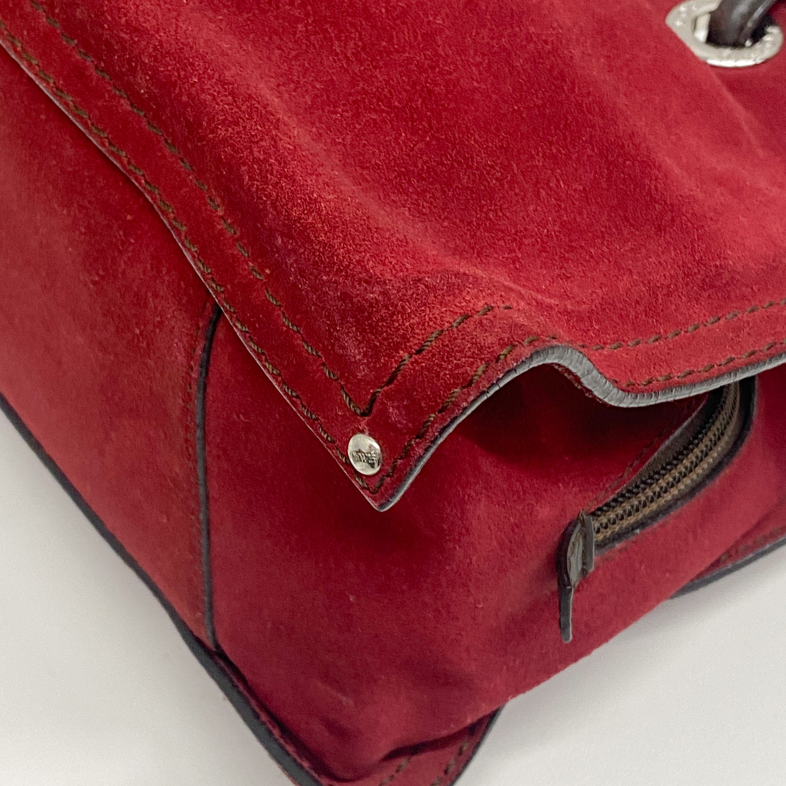 Vintage Red Suede Shoulder Bag