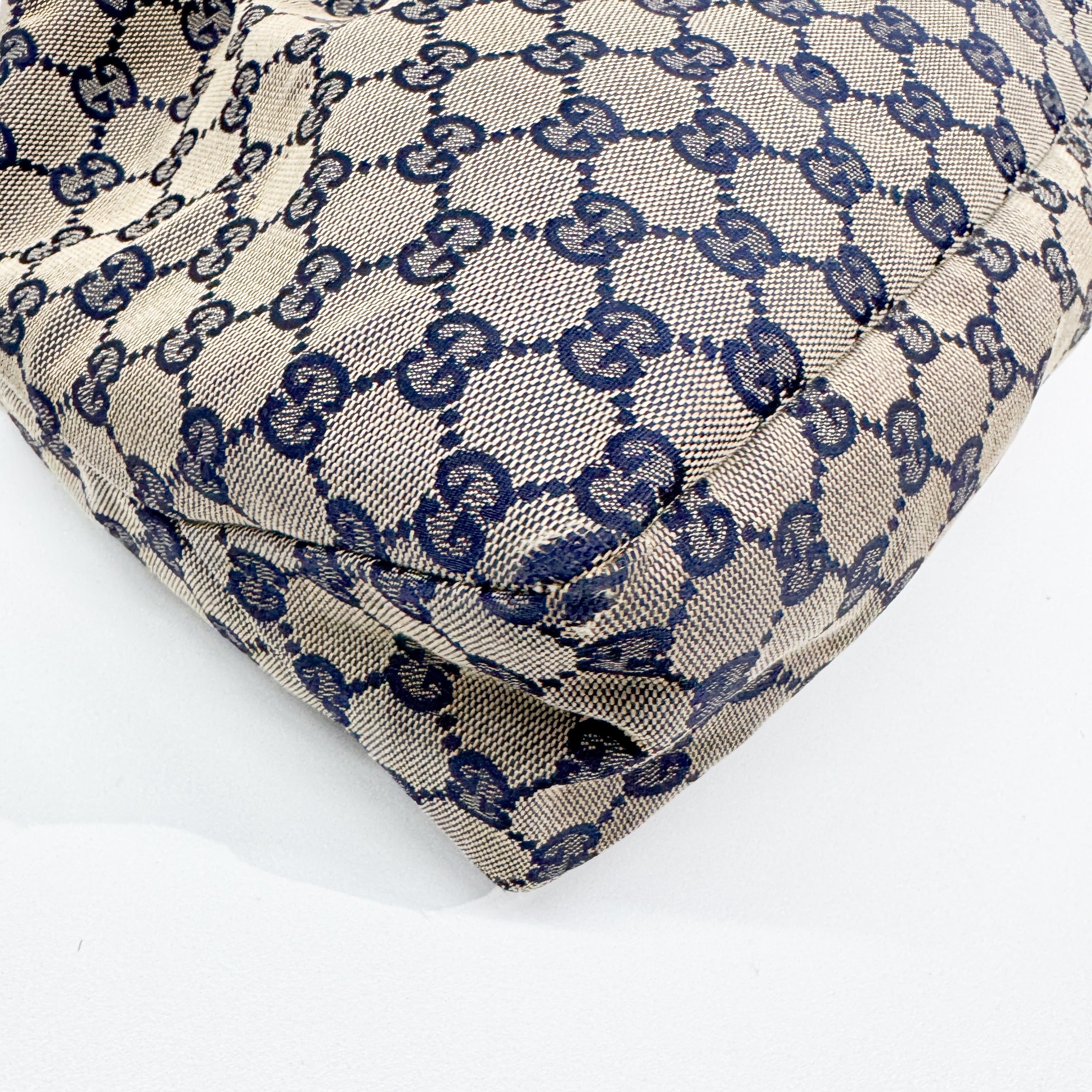 Horsebit Beige Canvas Shoulder Bag