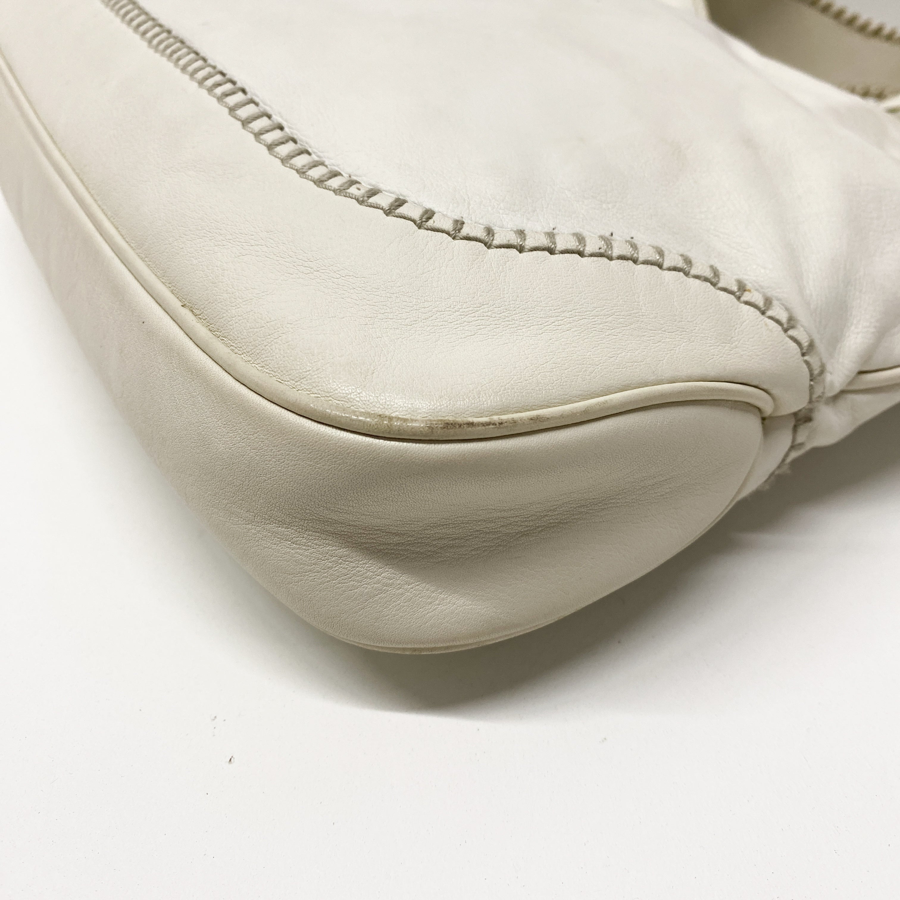 Jackie White Leather Shoulder Bag