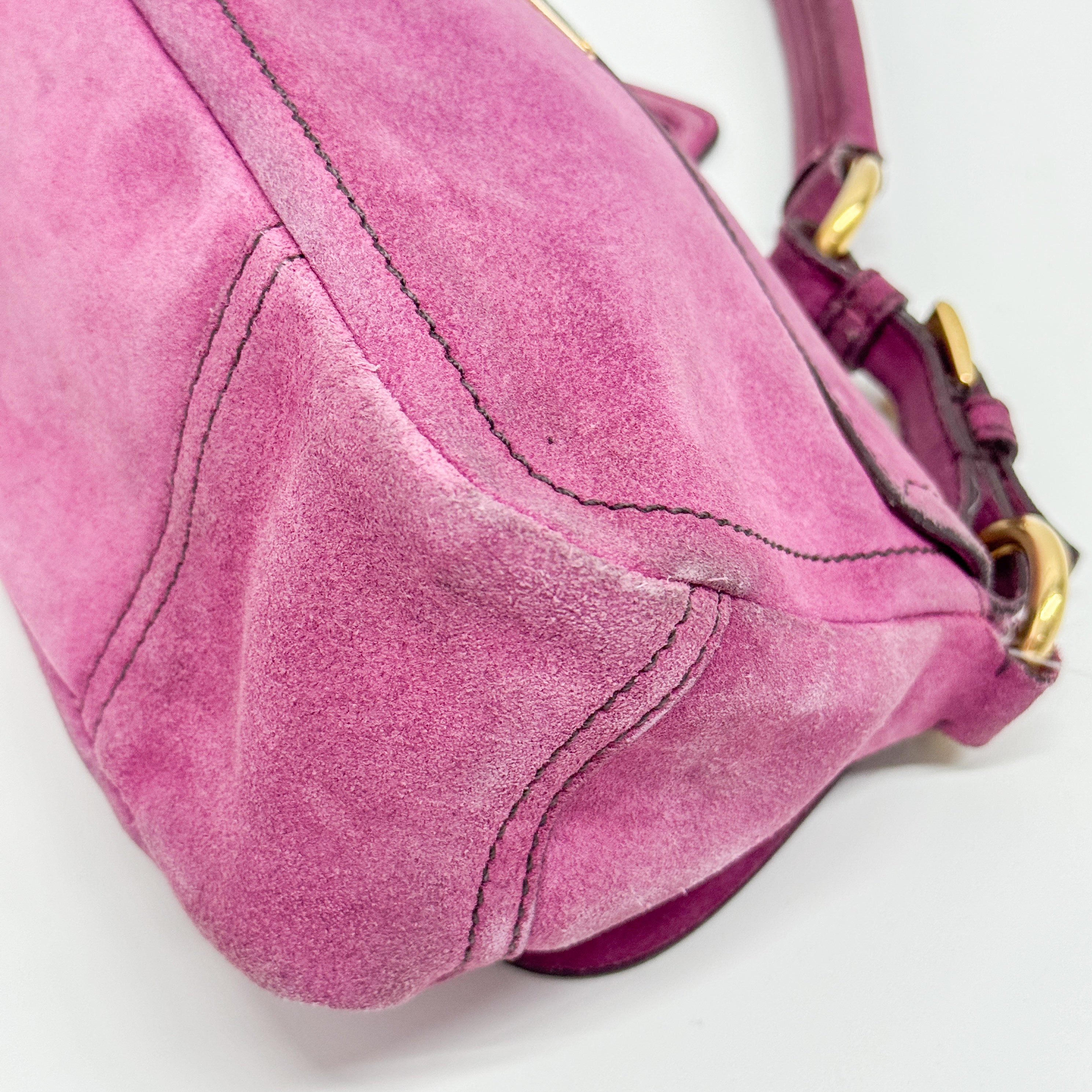 Purple Suede Shoulder Bag
