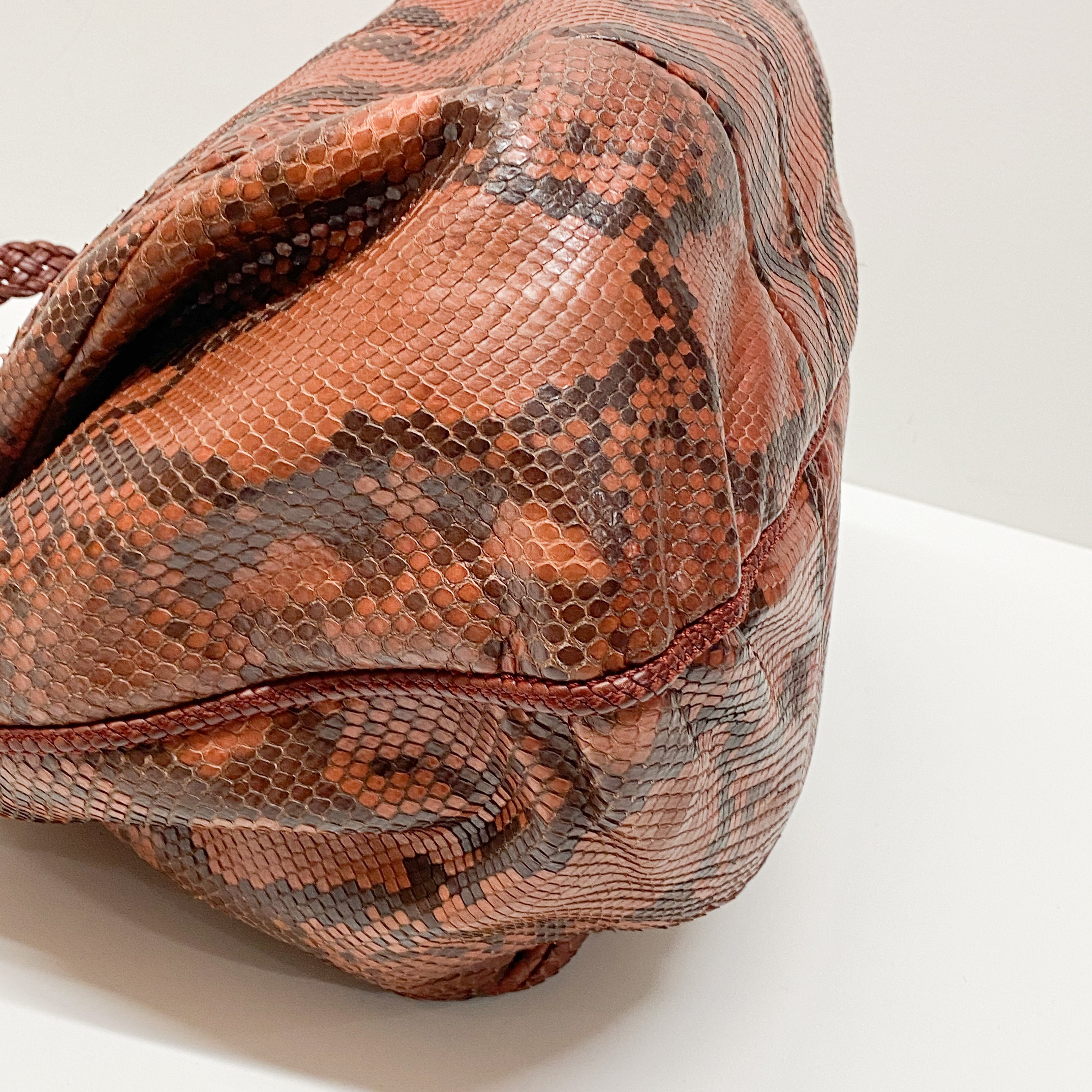 Marrakech Red Embossed Python Hobo Bag