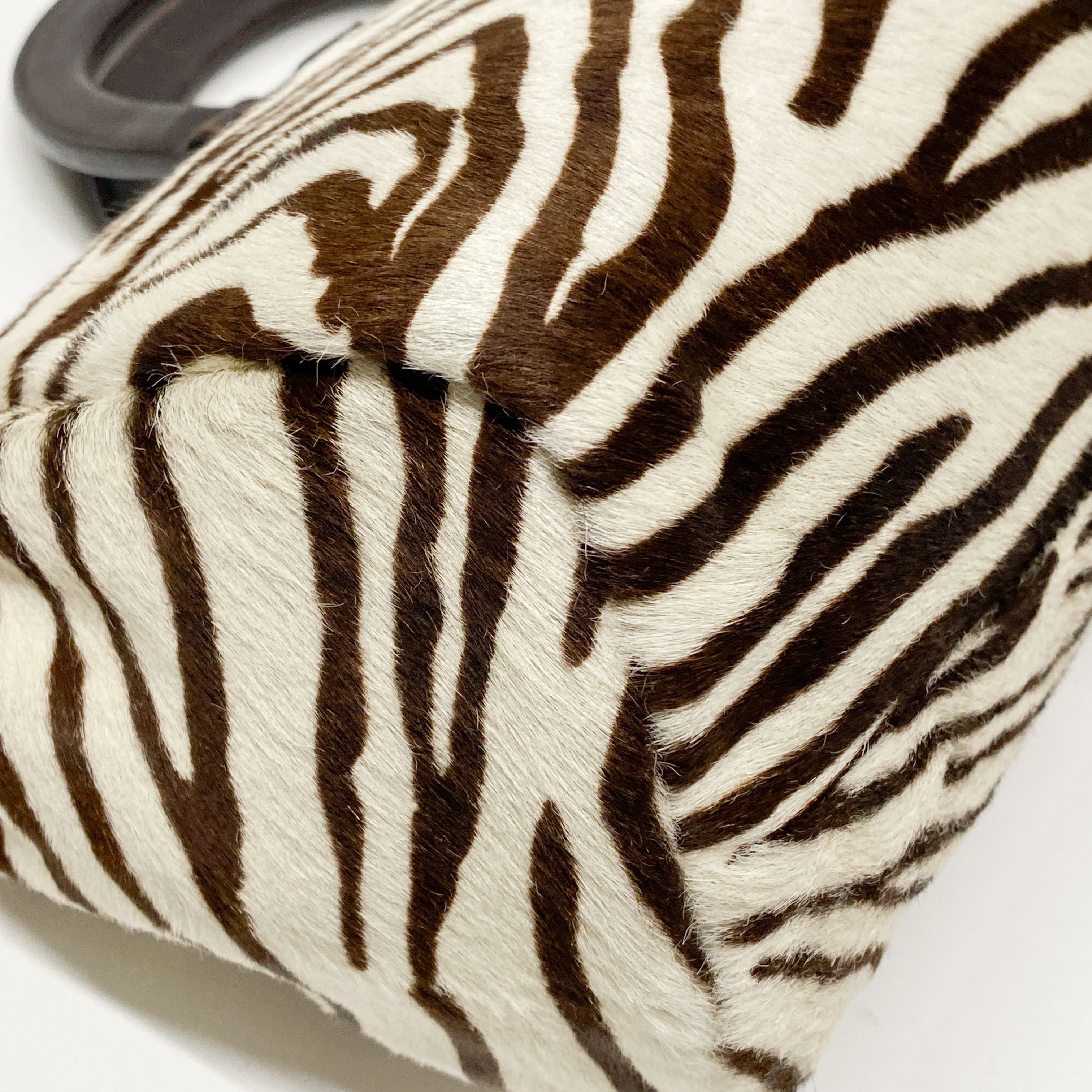 Brown Zebra Print Pony Hair Handbag