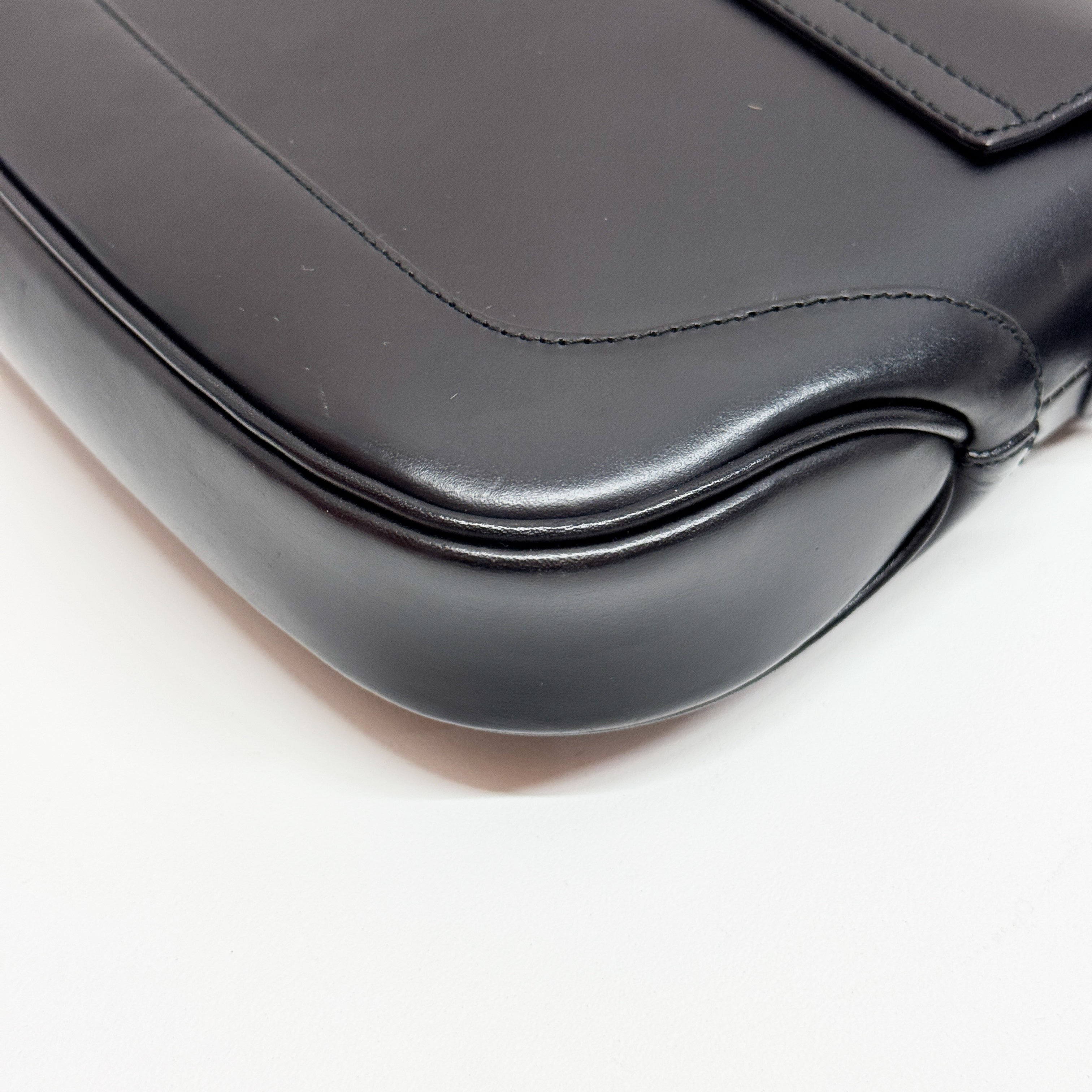 Jackie Black Calfskin Leather Shoulder Bag