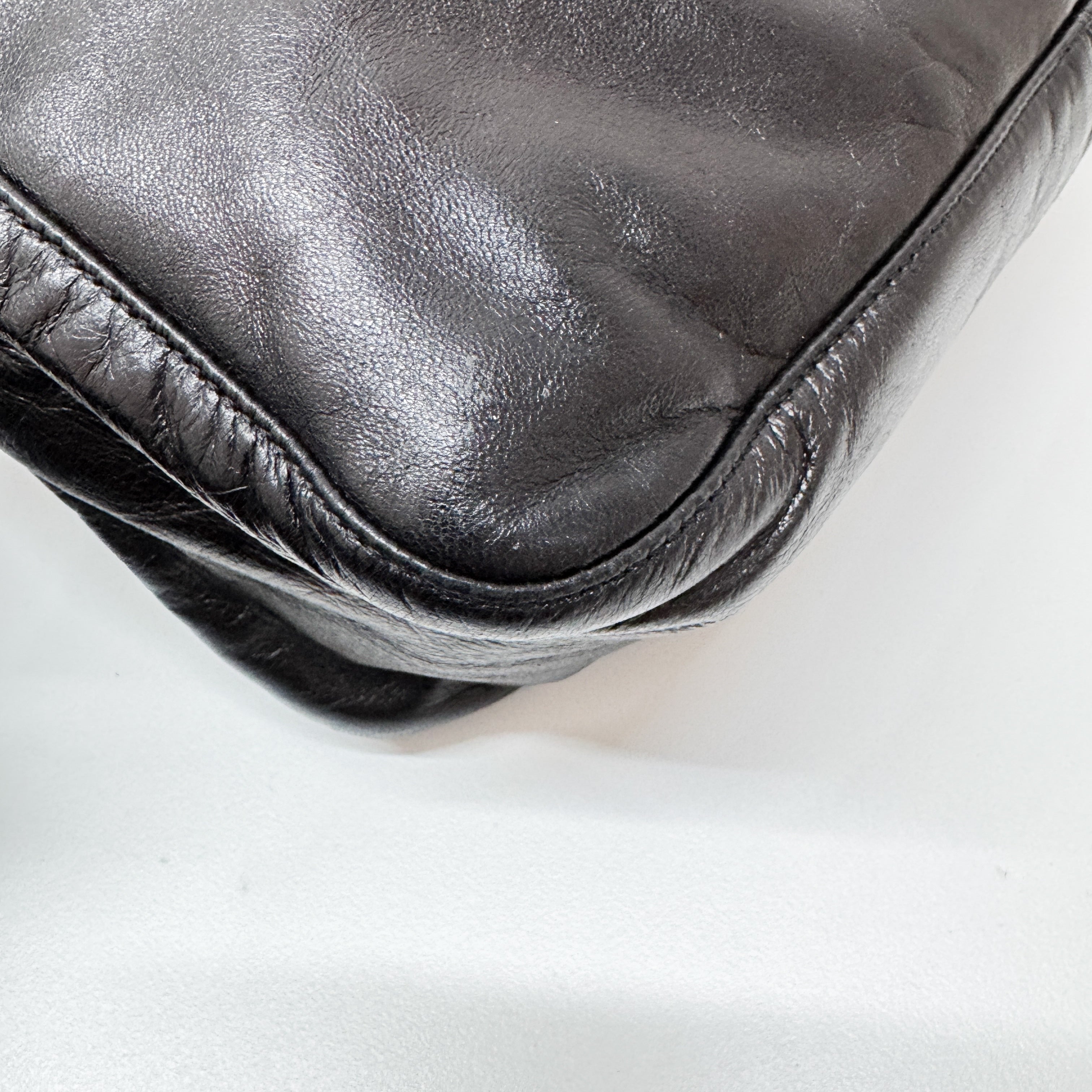 Mamma Baguette Black Leather Shoulder Bag