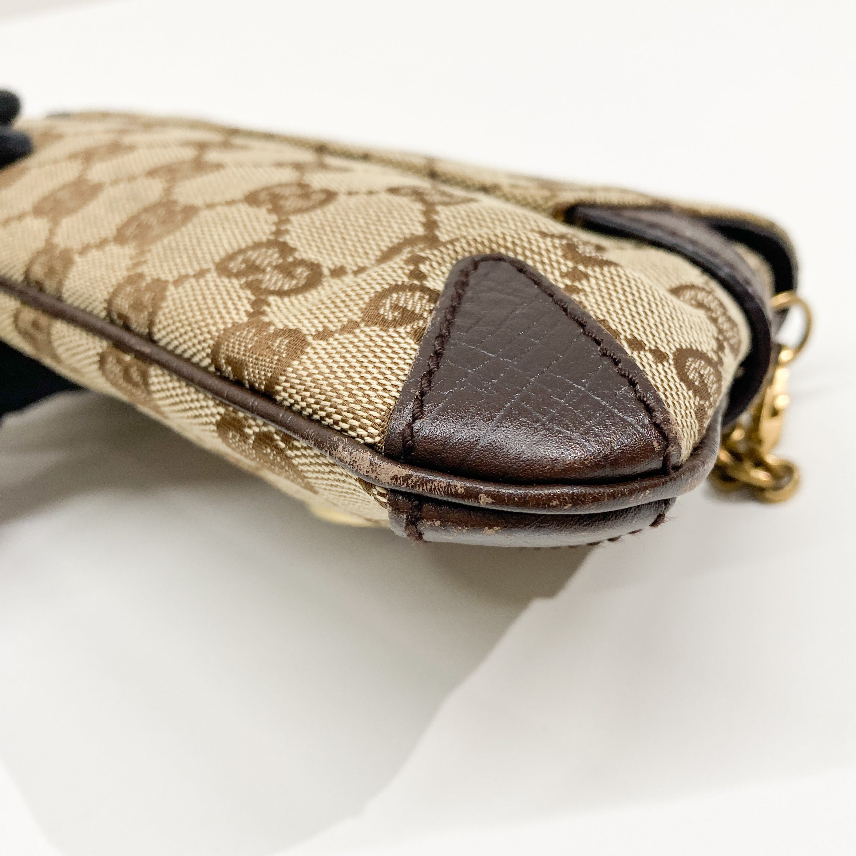 Horsebit Brown Canvas Shoulder Bag