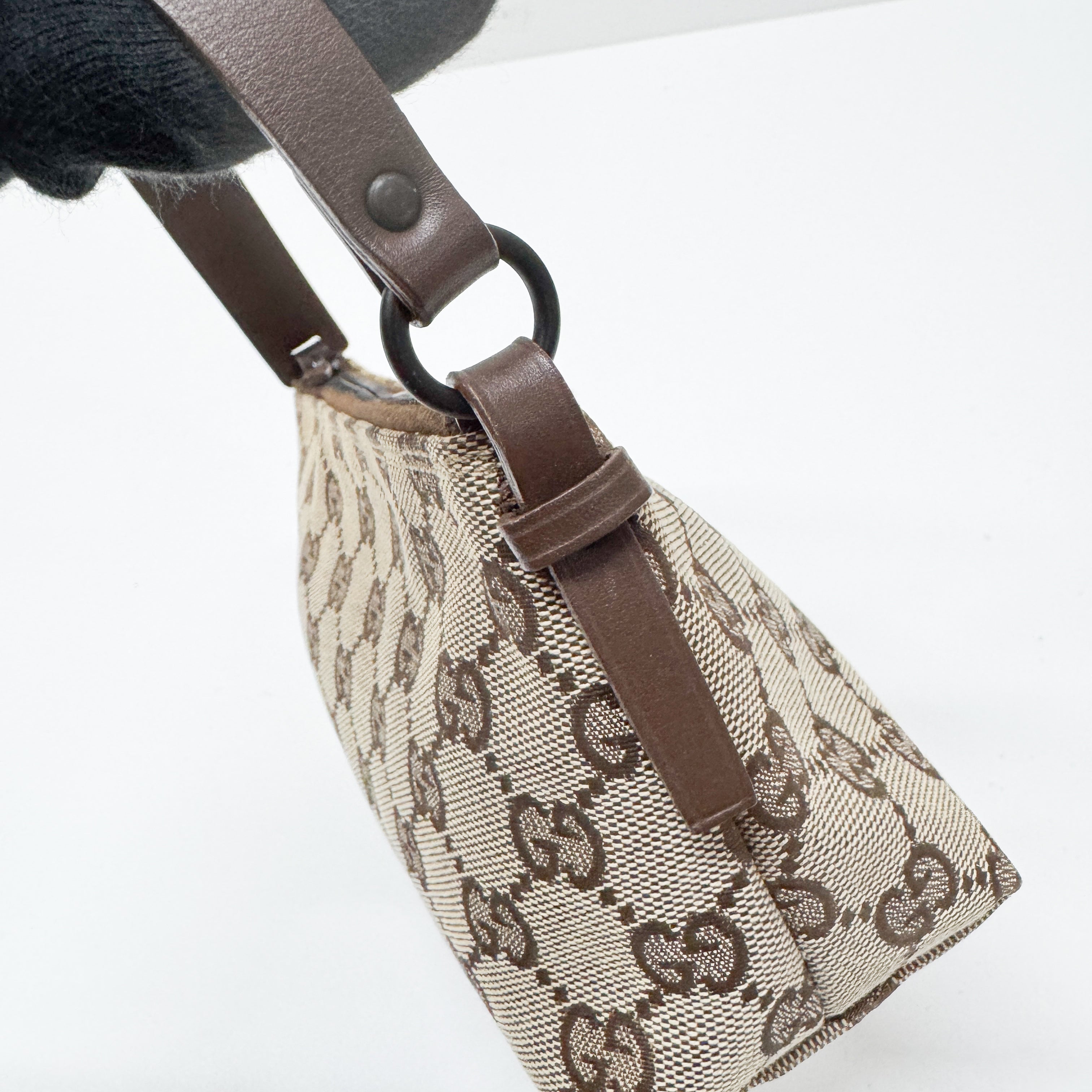 GG Brown Canvas Shoulder Bag