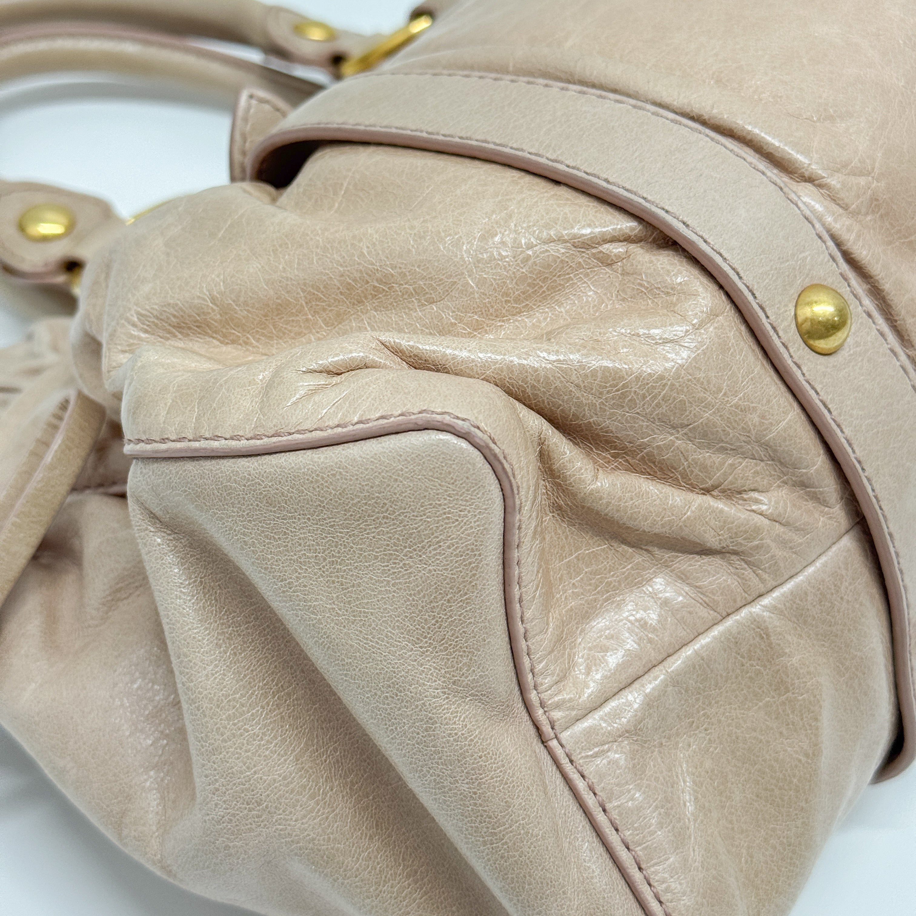 Vitello Bauletto Pink Leather Handle Bag