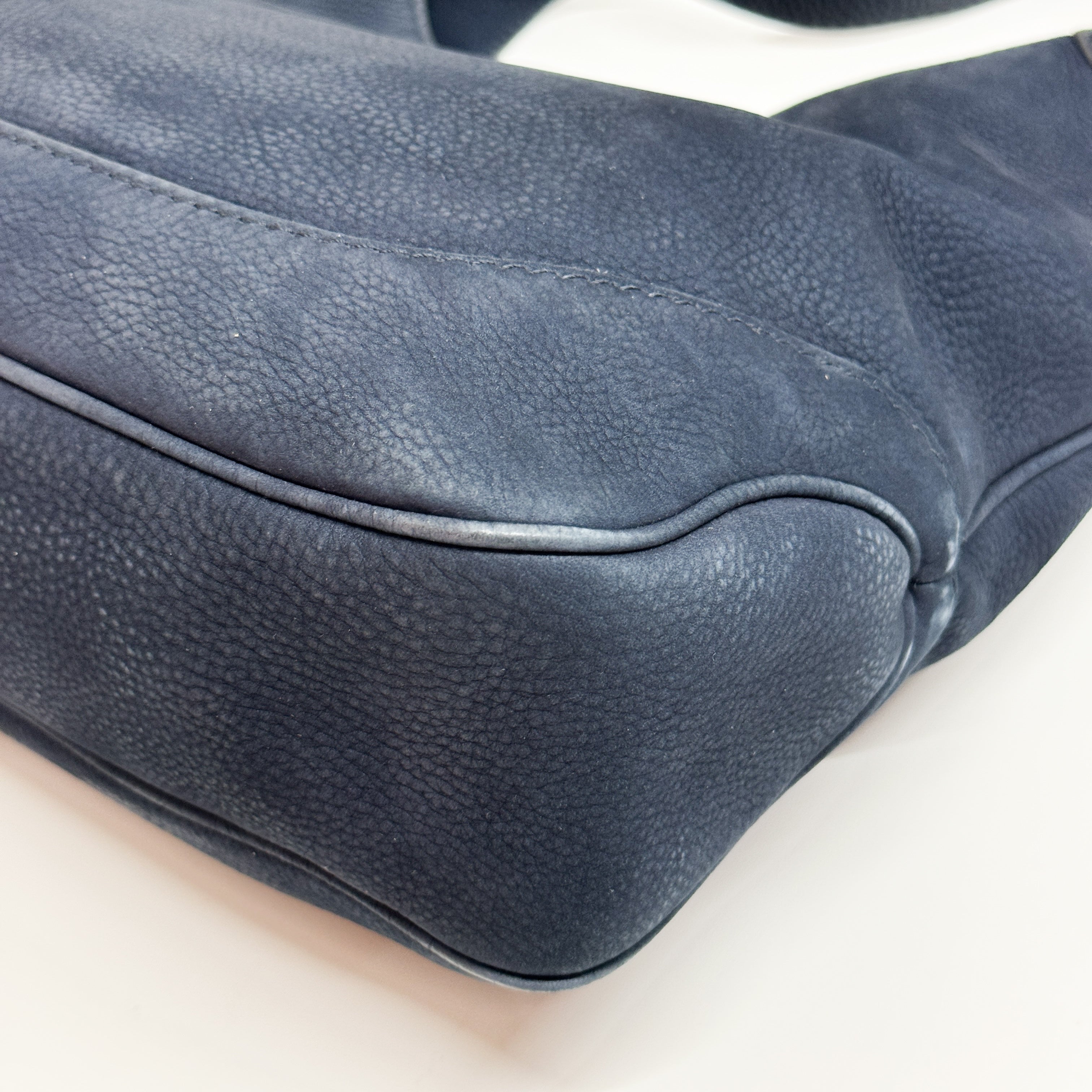 Jackie Dark Blue Suede Shoulder Bag