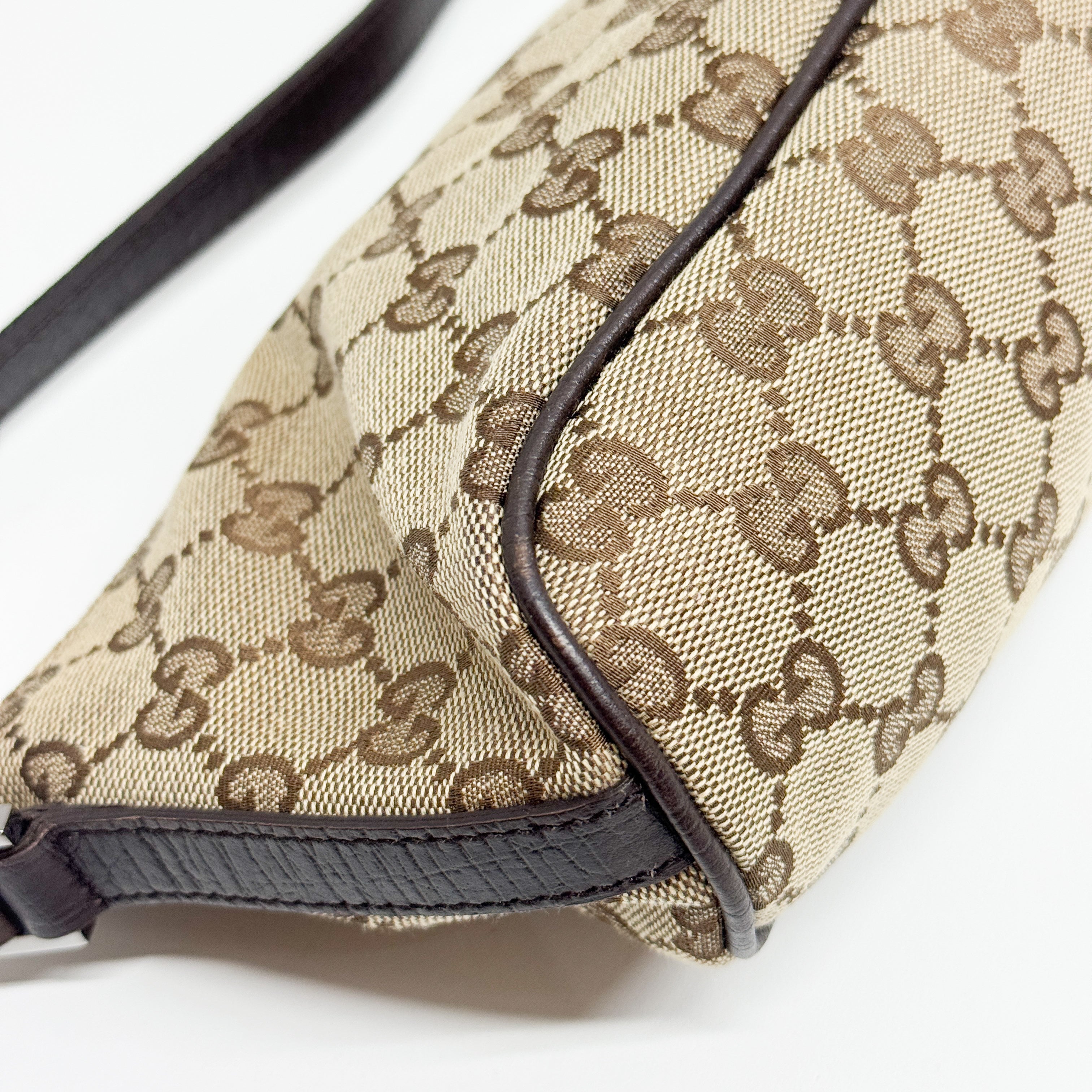 GG Brown Canvas Cotton Shoulder Bag