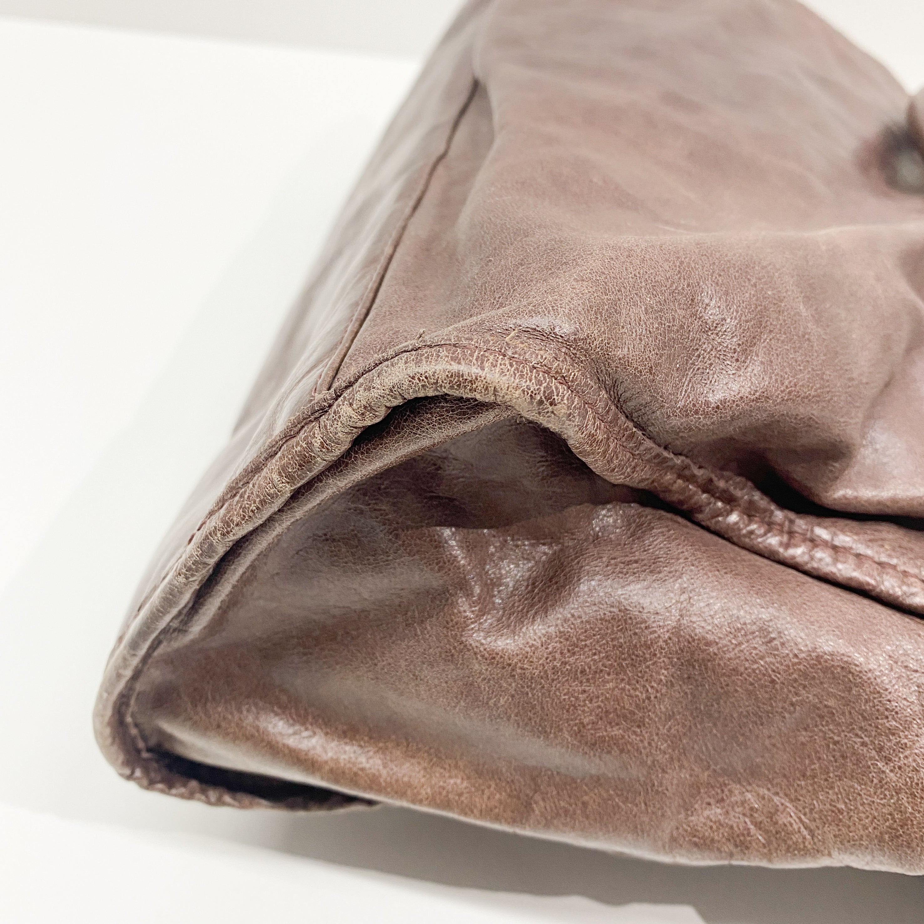 The City Brown Leather Hand Bag