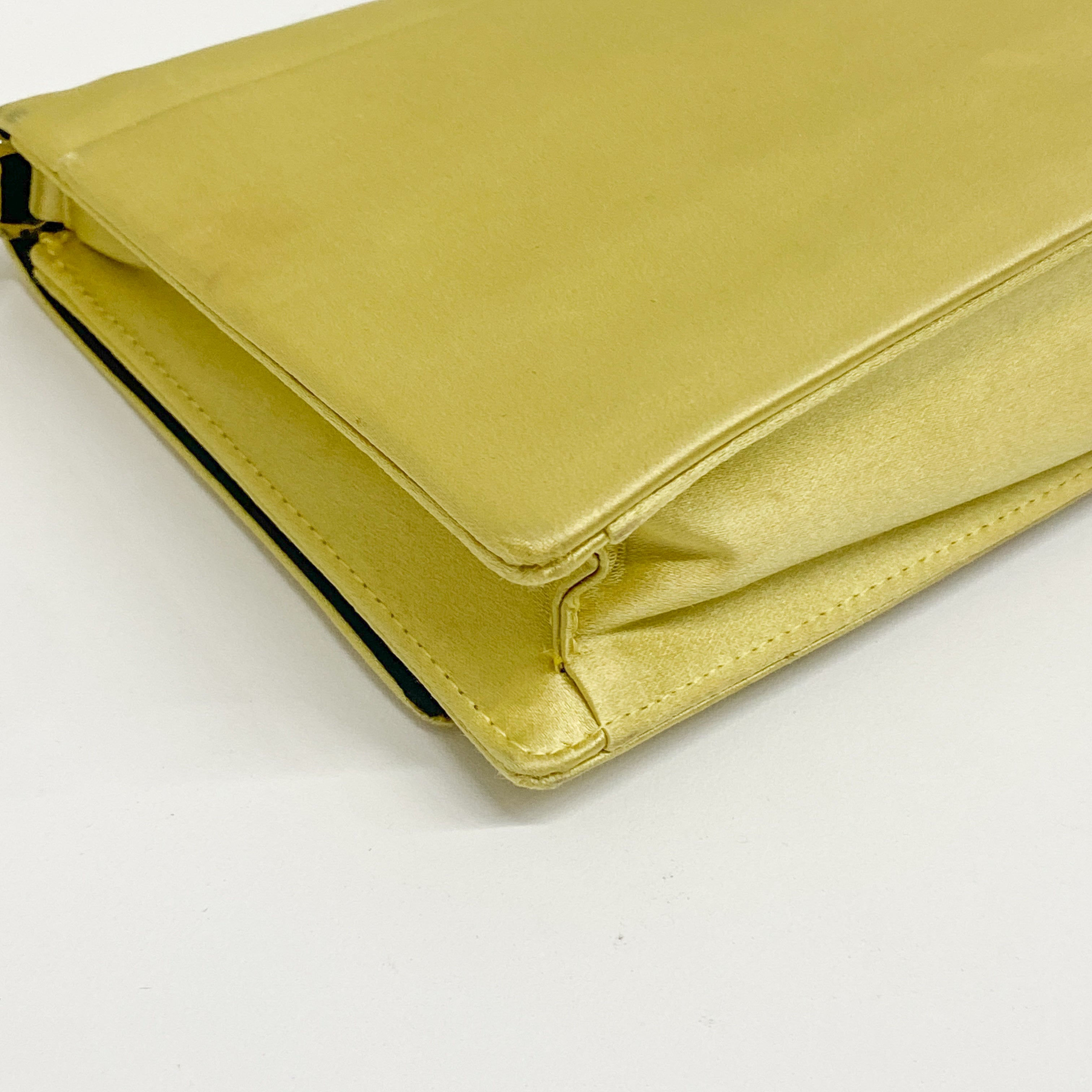 Vintage Yellow Satin Shoulder Bag