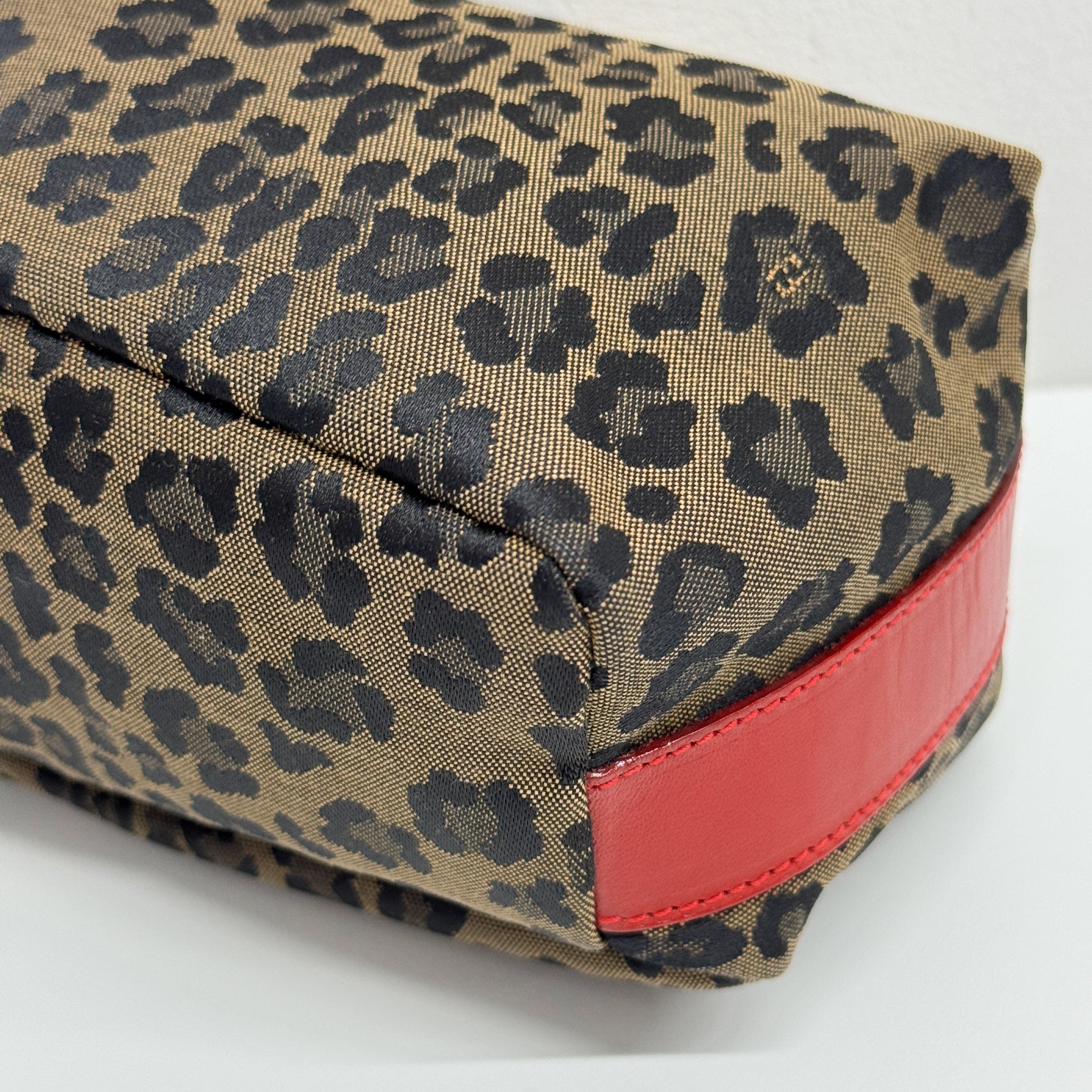 Brown Leopard Canvas Pouch