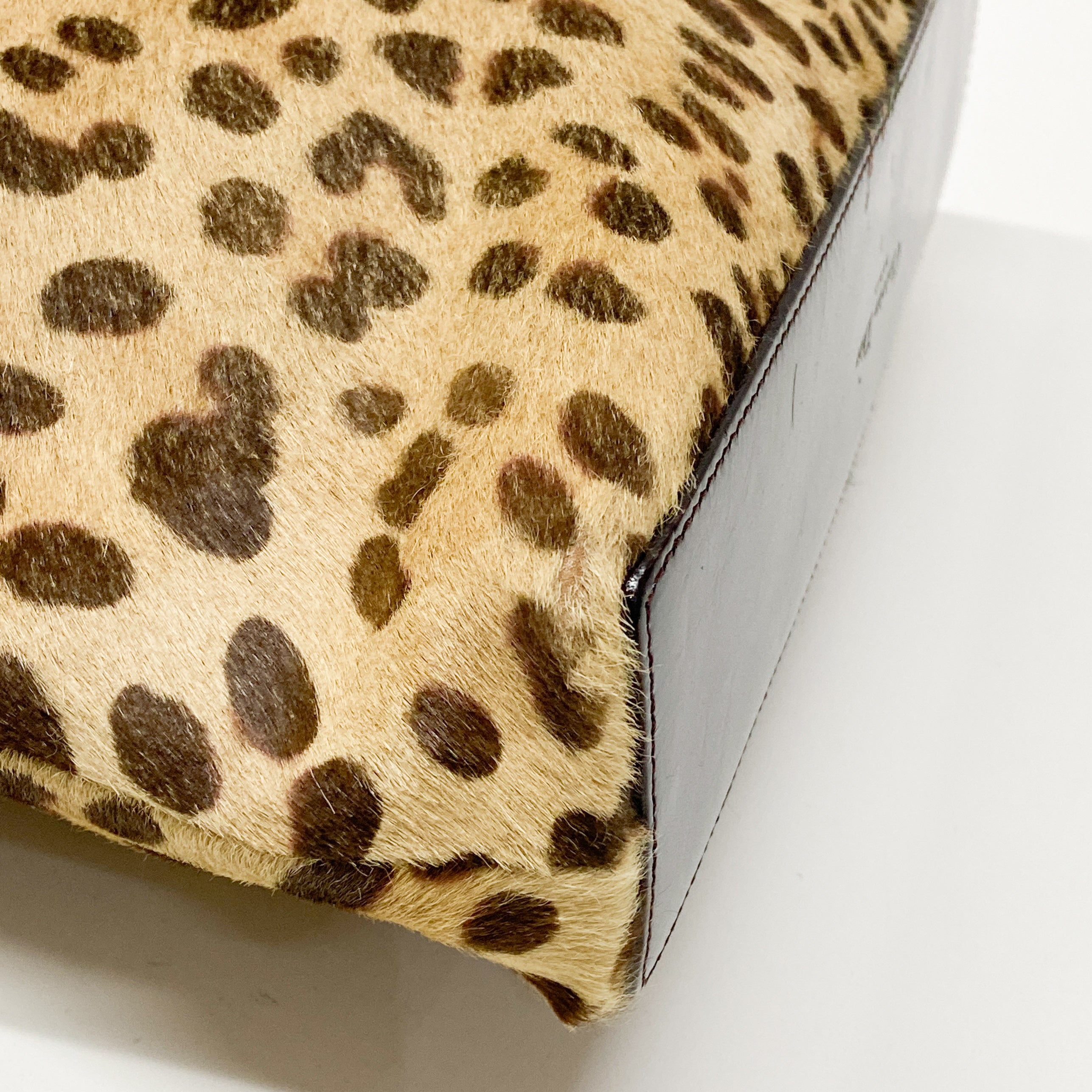 Vintage Brown Cheetah Print Pony Hair Two Way Bag