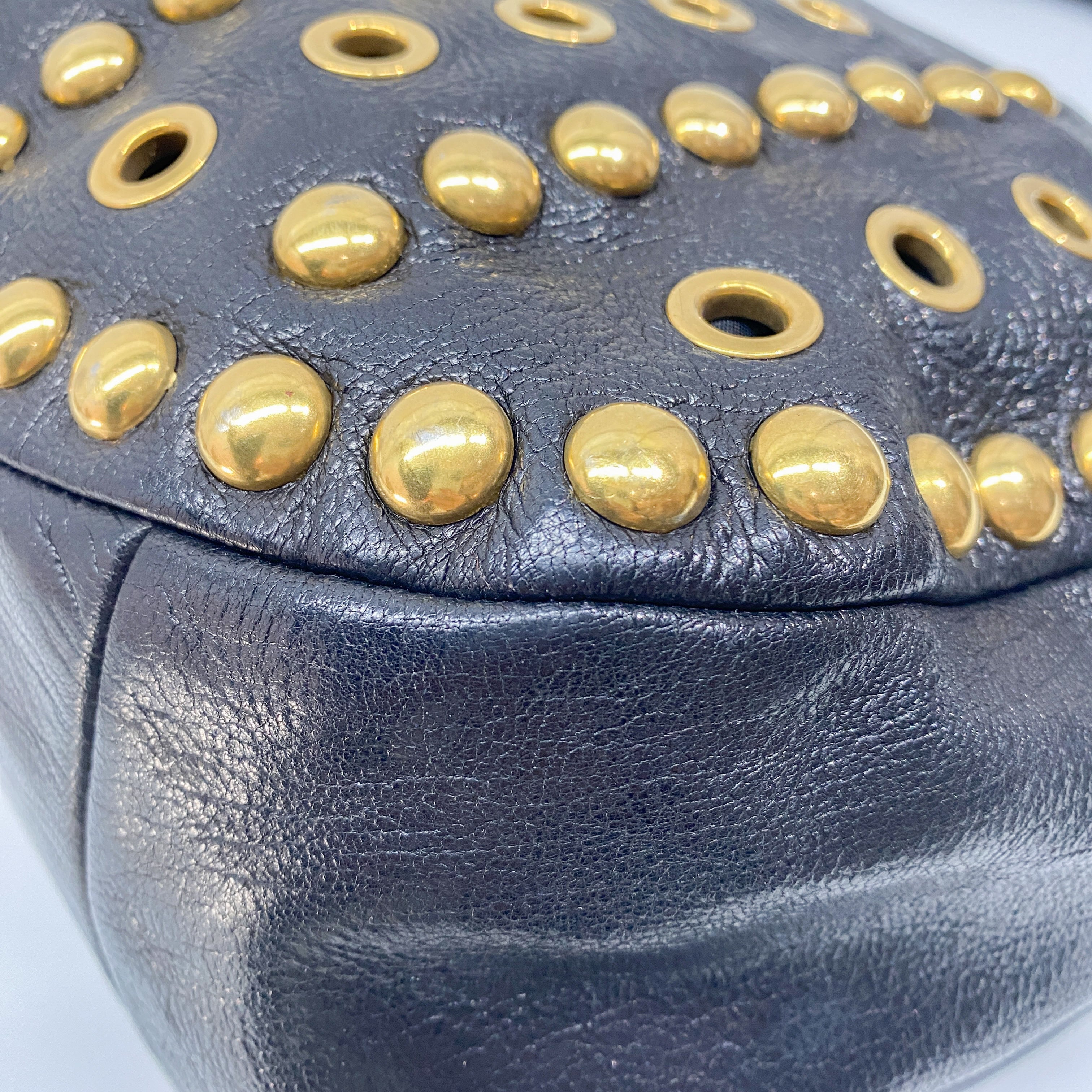 Vintage Black Gold Studded Leather Bag