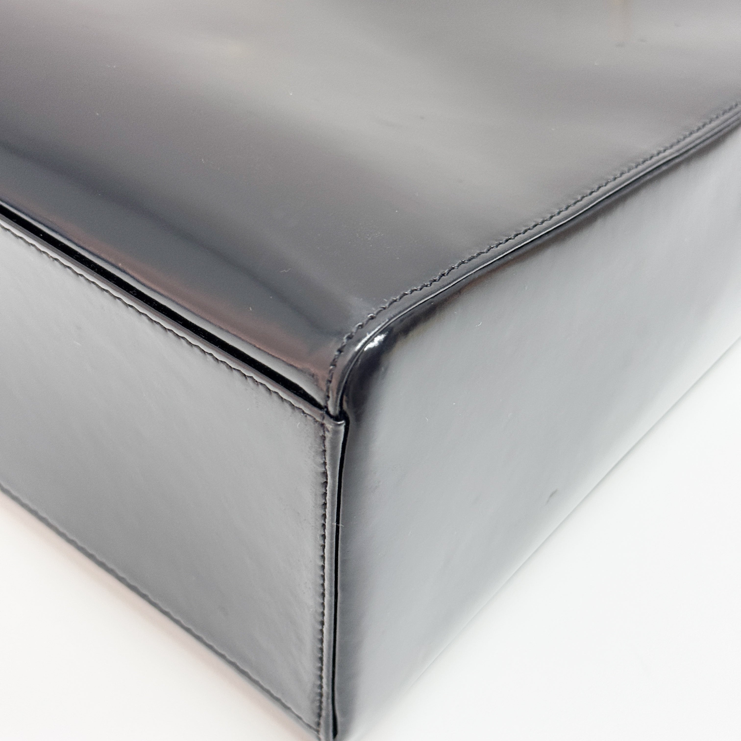 Lady Dior Black Patent Leather Hand Bag