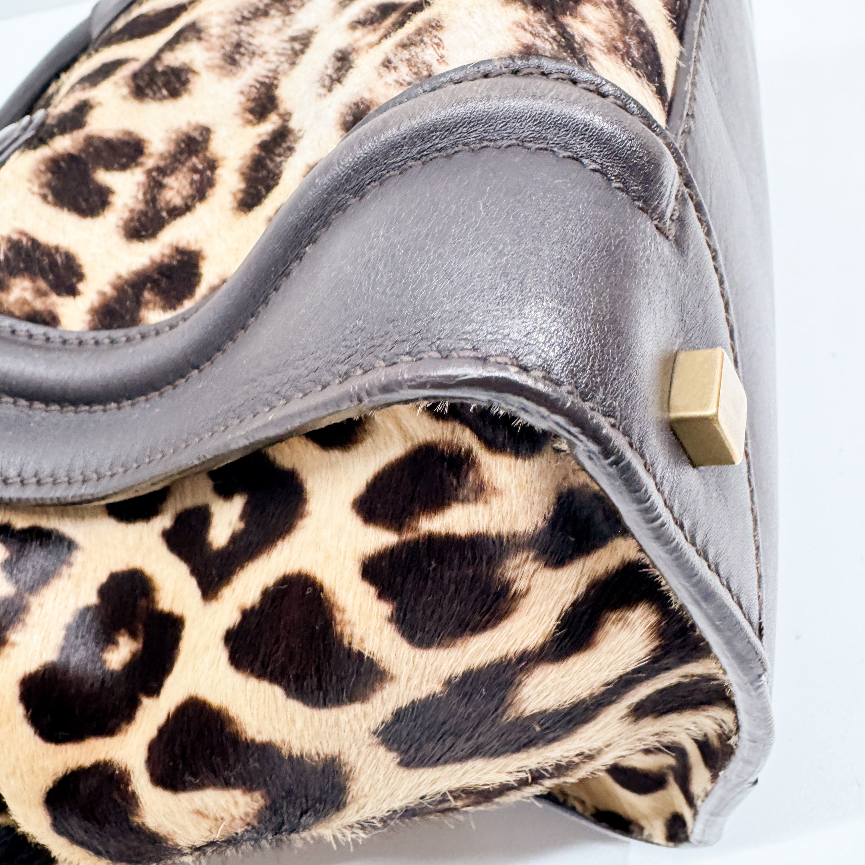 Luggage Micro Leopard Print Pony Hair Hand Bag