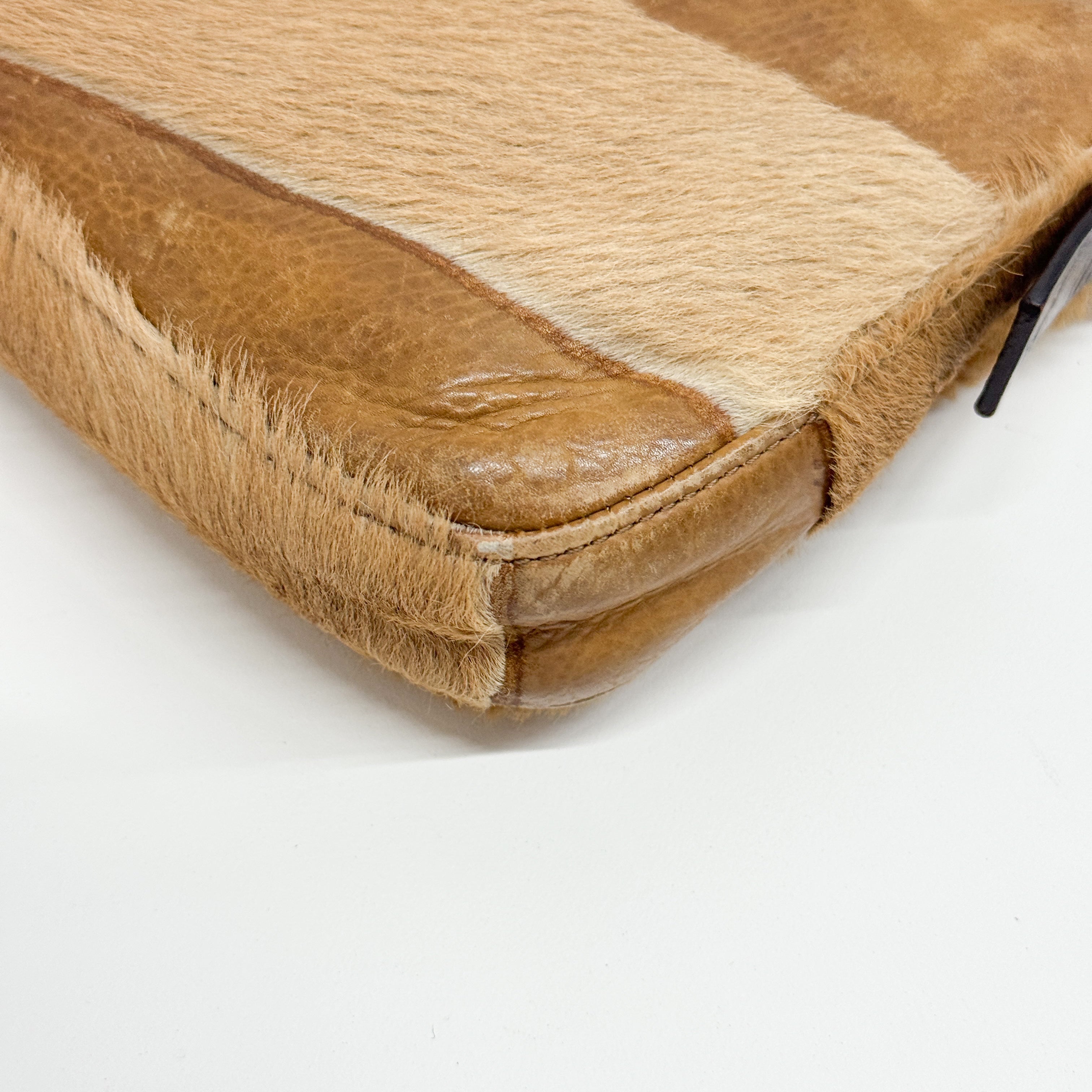 Baguette Brown Leather & Pony Hair Shoulder Bag