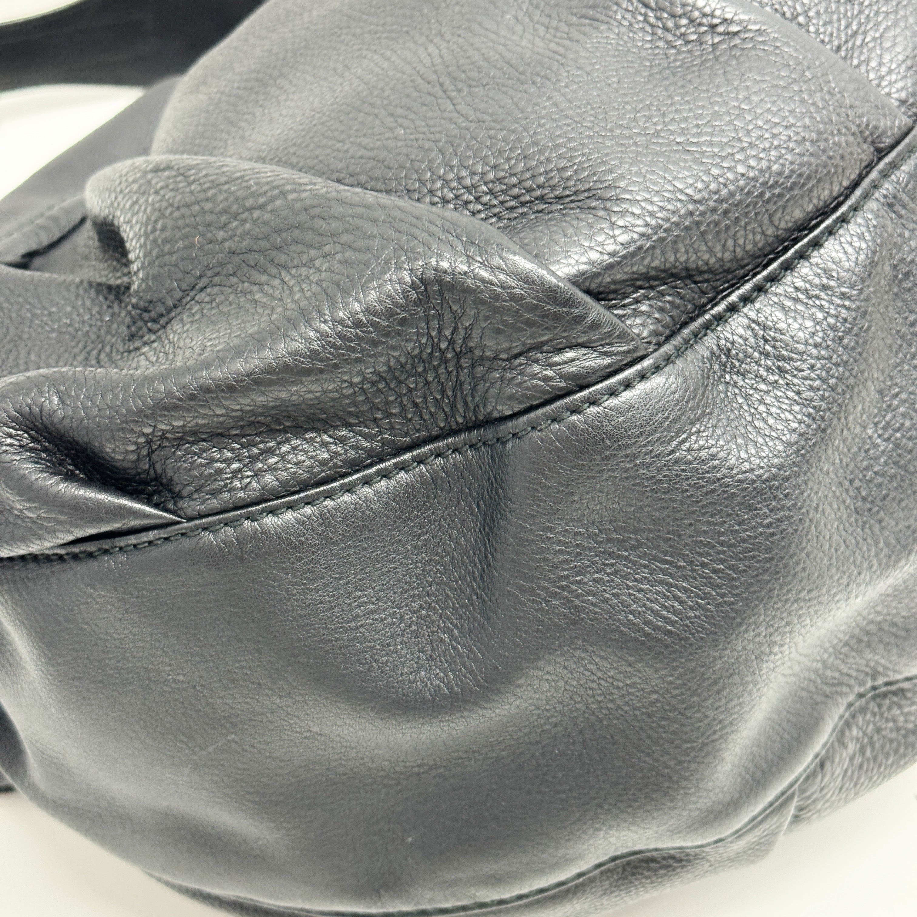 Icon Black Leather Hobo Shoulder Bag