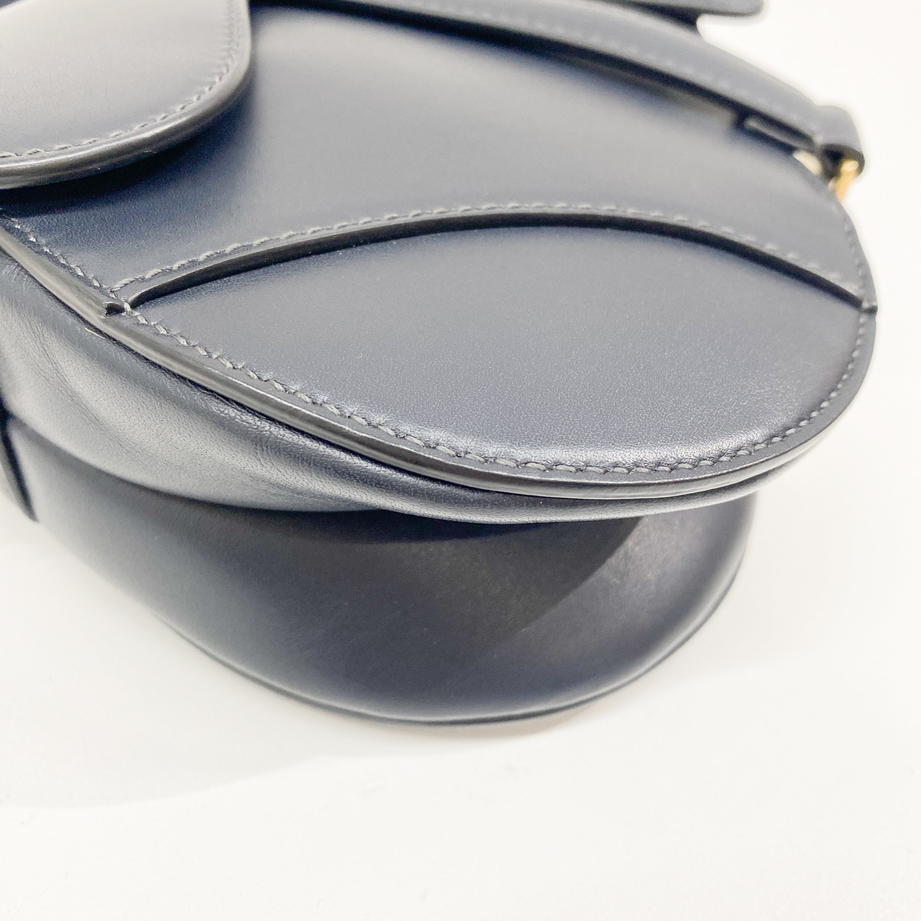 Navy Leather Saddle Bag