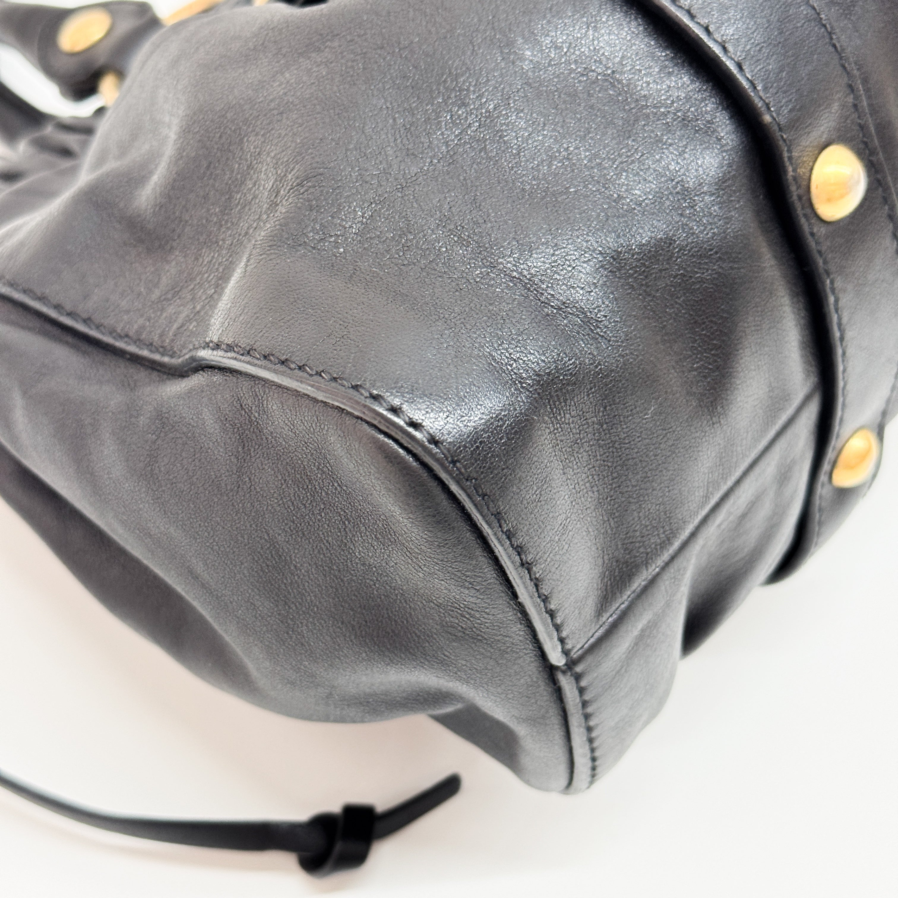 Vitello Black Calfskin Leather Two Way Bag